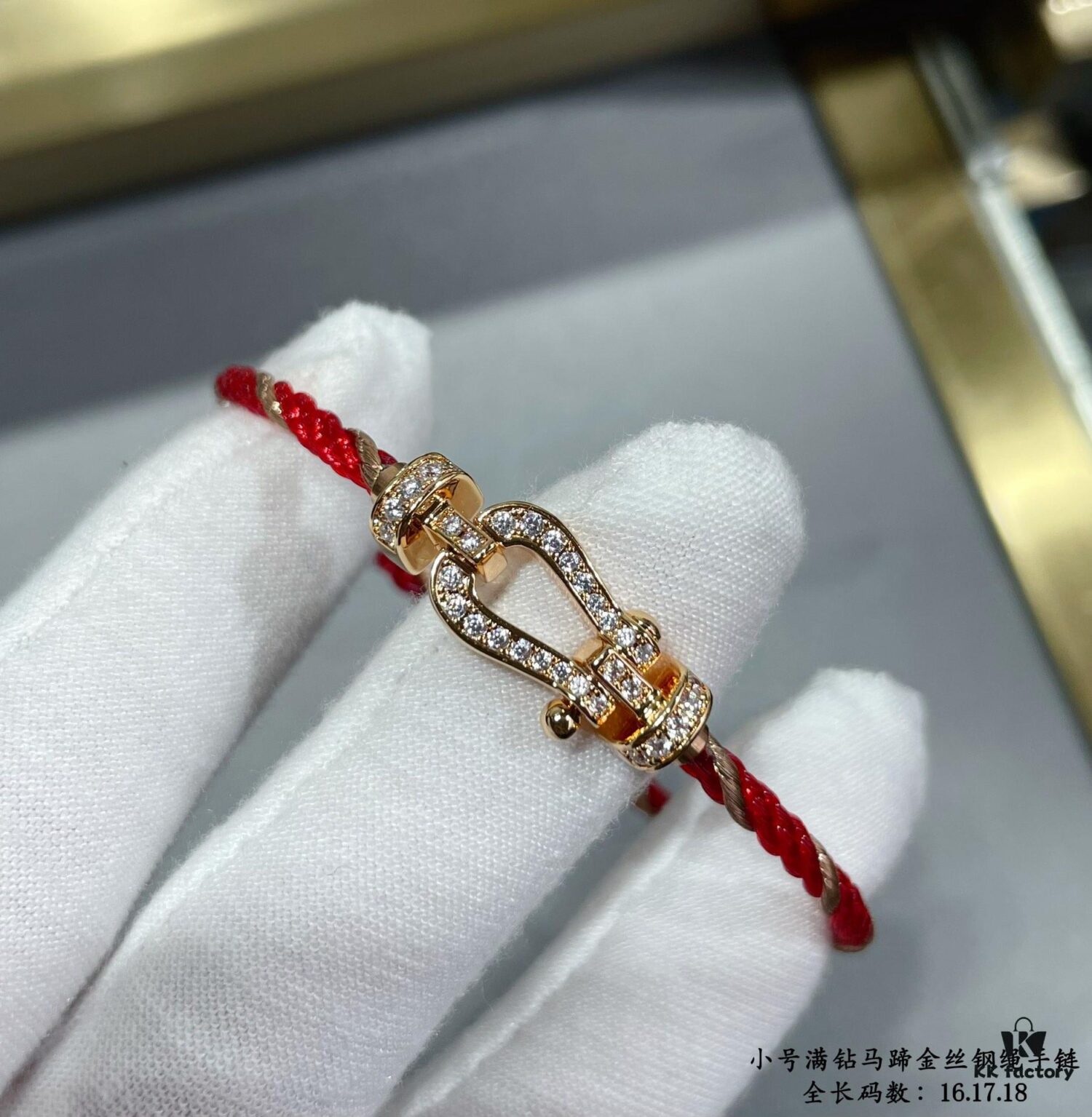 692ff41299f2d84055c8dc33 New Arrival ❤️ Fred Style Small Full Diamond Horsehoof 18K Gold Plated Steel Rope Bracelet