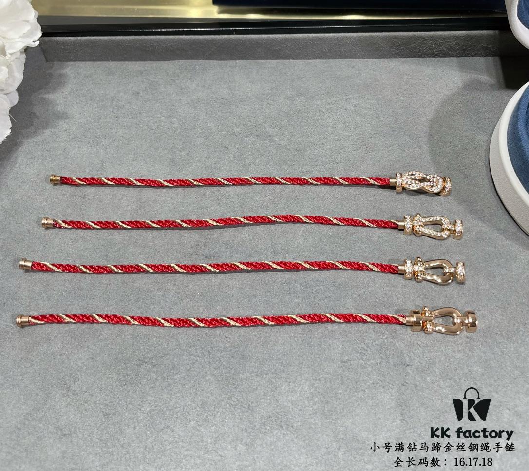 692ff41499f2d84055c8dc36 New Arrival ❤️ Fred Style Small Full Diamond Horsehoof 18K Gold Plated Steel Rope Bracelet