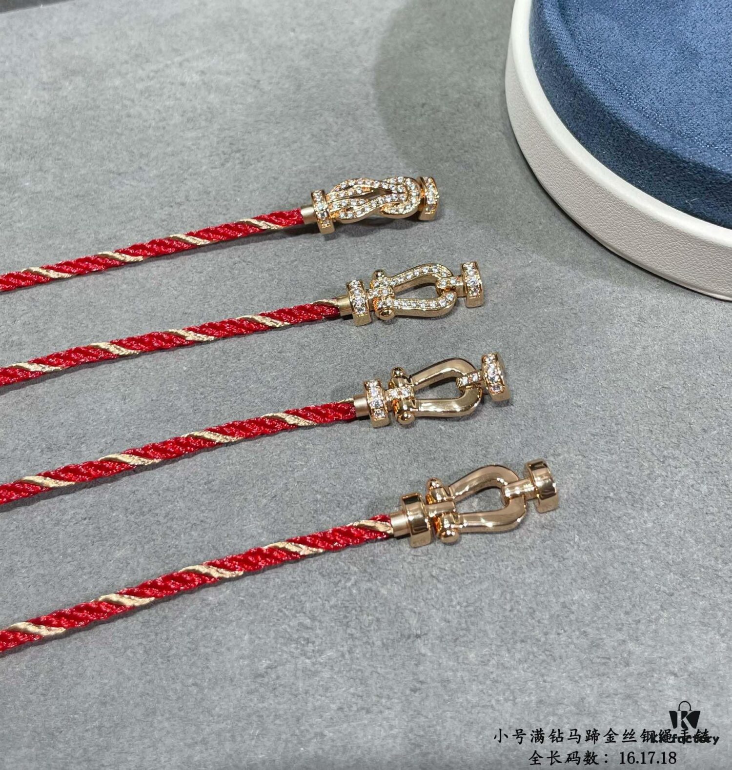 692ff41899f2d84055c8dc3e New Arrival ❤️ Fred Style Small Full Diamond Horsehoof 18K Gold Plated Steel Rope Bracelet