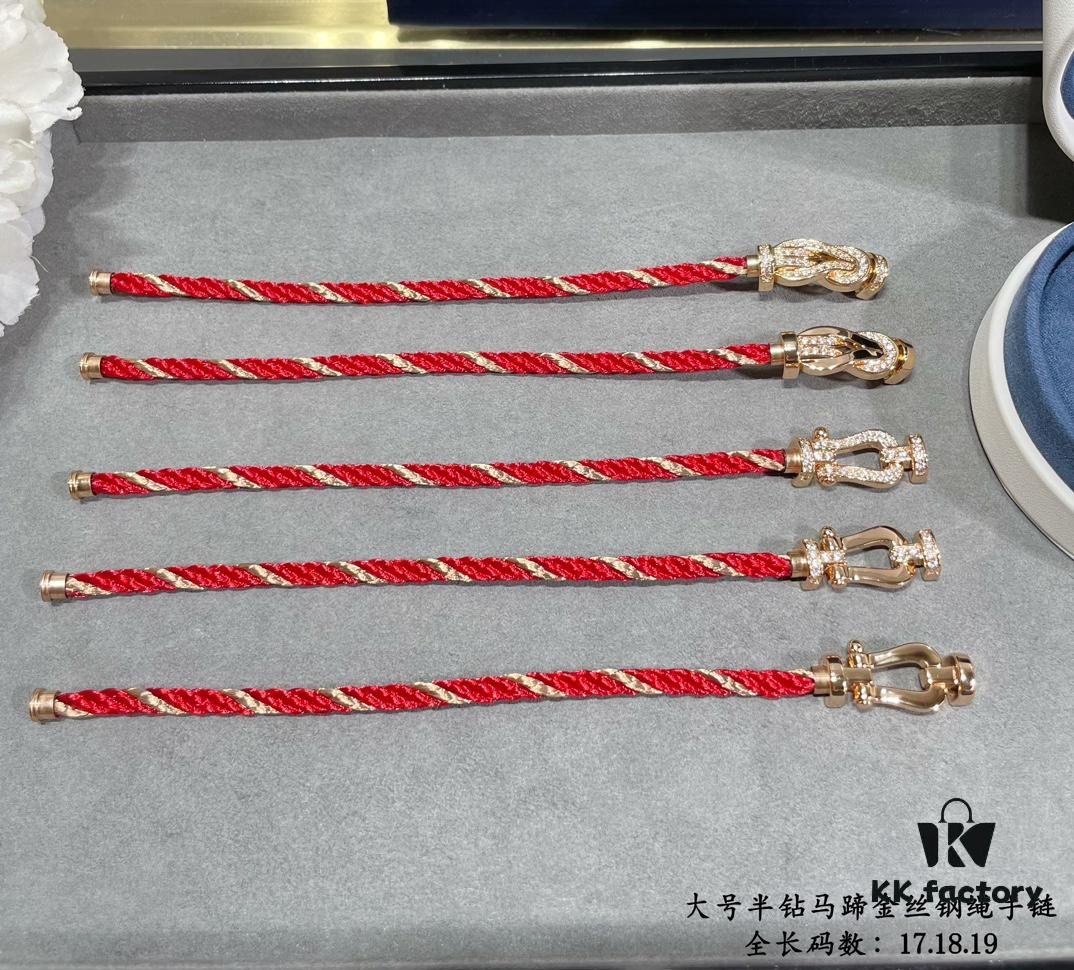 692ff42099f2d84055c8dc4b New Release! Fred Large Half-Diamond Horseshoe Gold-Plated Steel Cable Bracelet – High-End Fashion, Exquisite Craftsmanship