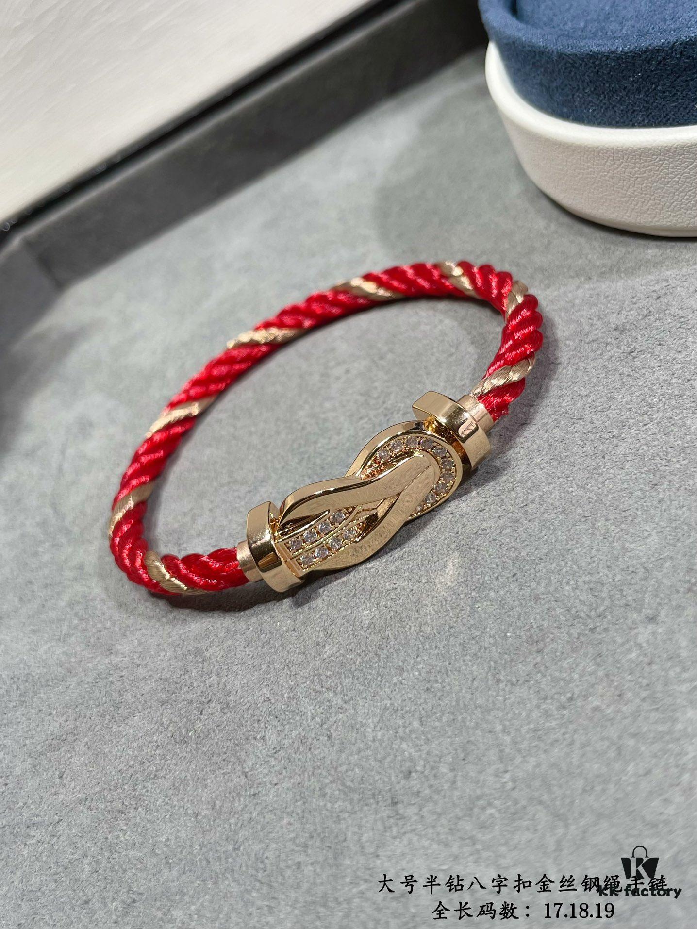 692ff42799f2d84055c8dc56 New Release! Fred Large Semi-Pave Cross Knot 18K Gold Plated Steel Cable Bracelet