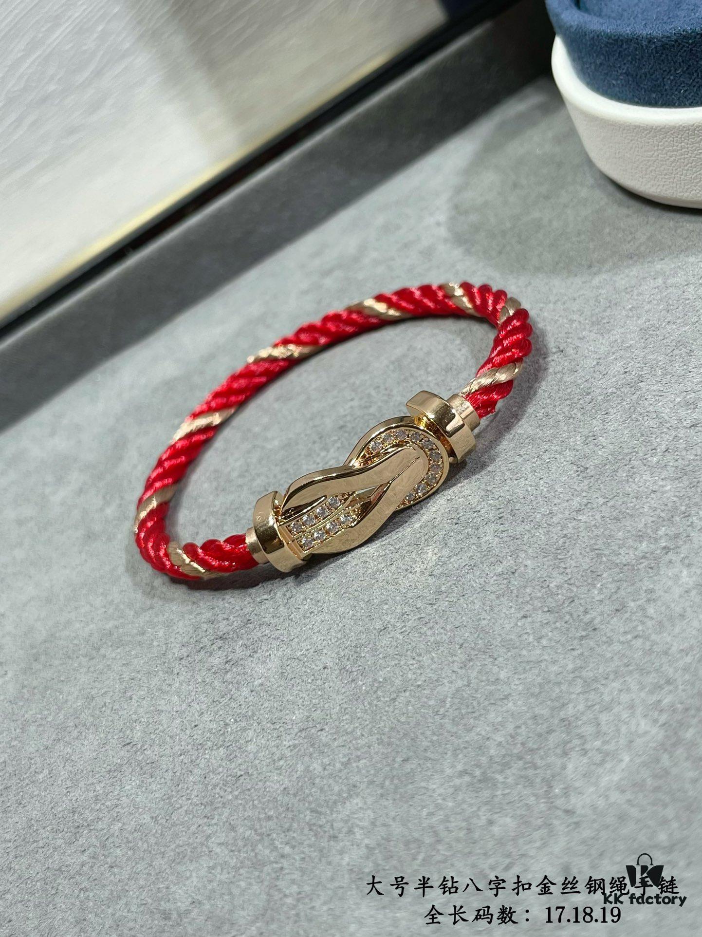 692ff42799f2d84055c8dc58 New Release! Fred Large Semi-Pave Cross Knot 18K Gold Plated Steel Cable Bracelet