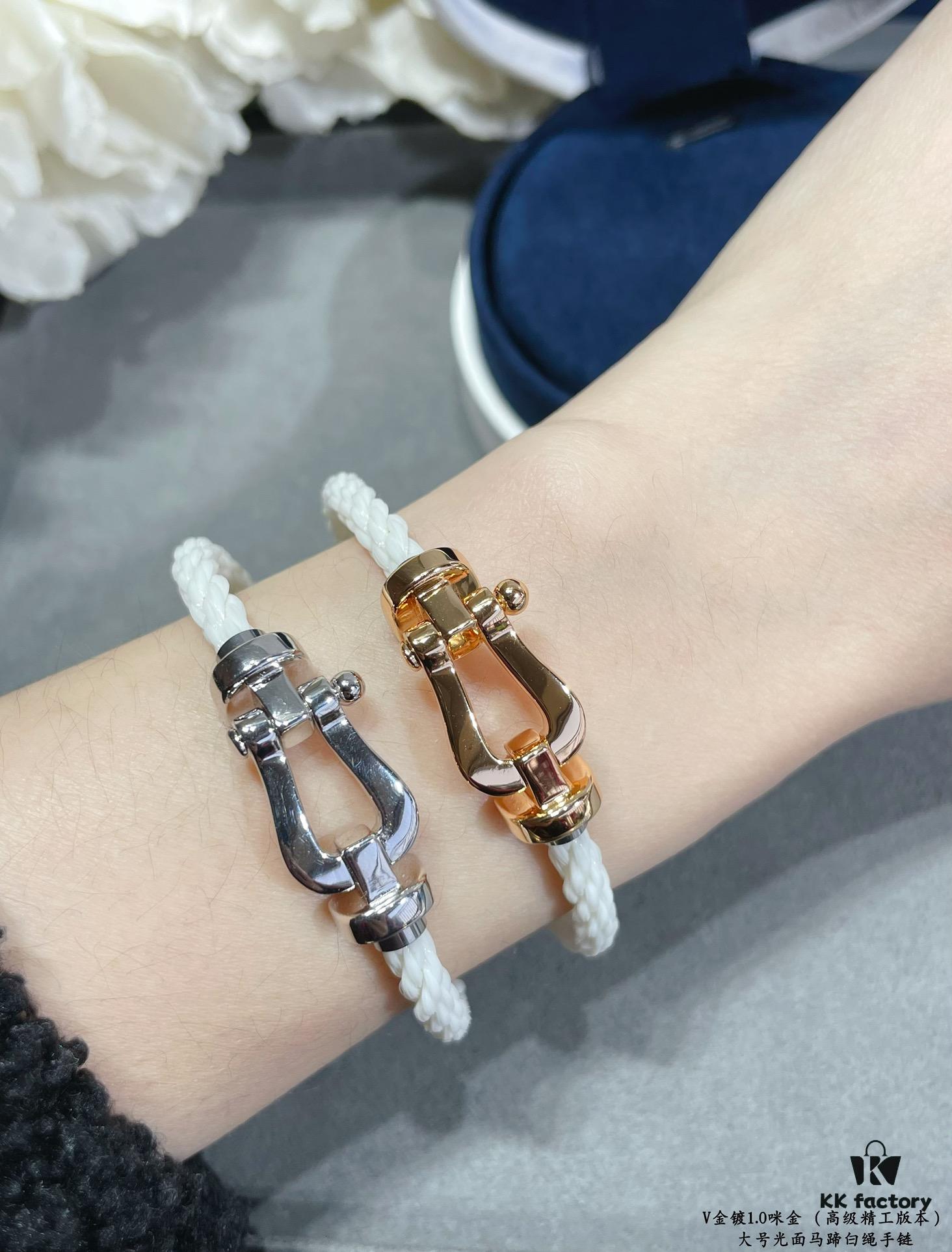 692ff43e99f2d84055c8dc7c Fred Large Smooth Horseshoe White Rope Bracelet – Luxury Fashion, Exquisite Craftsmanship, High-End Custom Design with Thickened 18K Gold Plated Finish, Precision Micro-Pave, Must-Have Accessory for Influencers and Style Enthusiasts