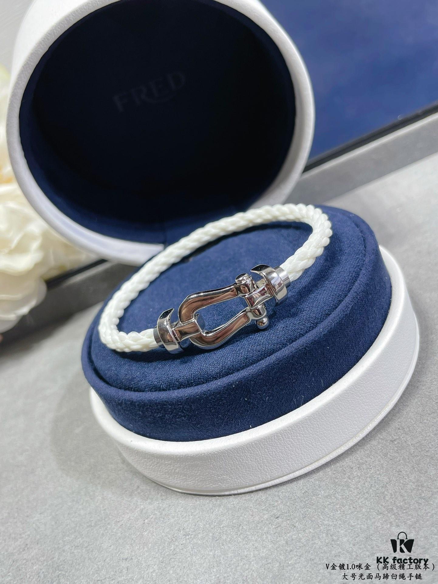 692ff44099f2d84055c8dc7e Fred Large Smooth Horseshoe White Rope Bracelet – Luxury Fashion, Exquisite Craftsmanship, High-End Custom Design with Thickened 18K Gold Plated Finish, Precision Micro-Pave, Must-Have Accessory for Influencers and Style Enthusiasts