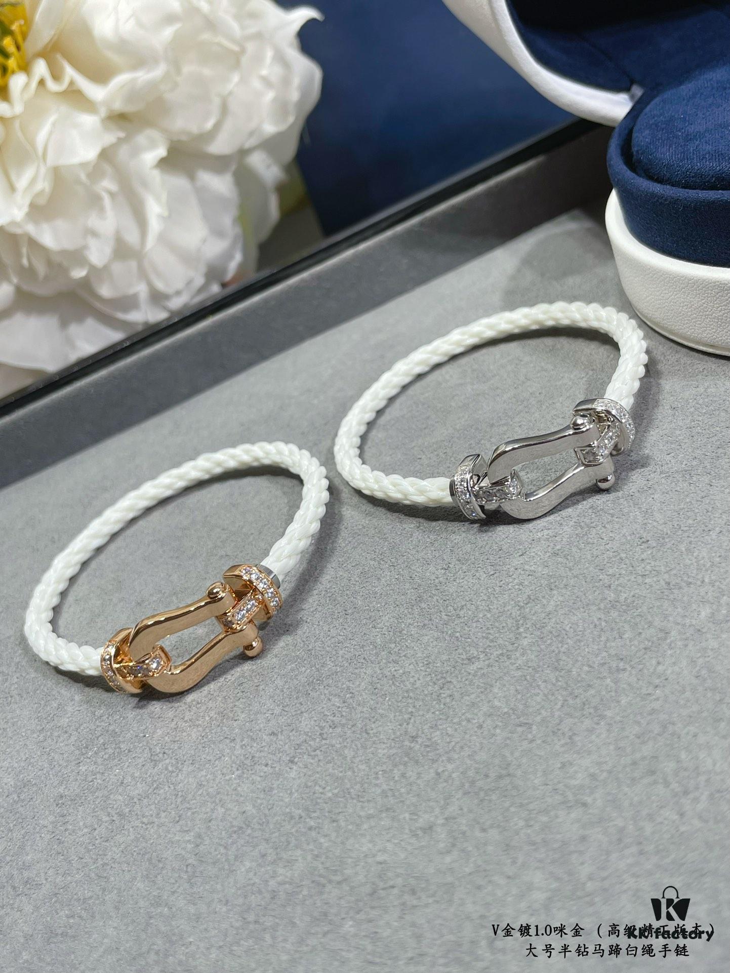 692ff44599f2d84055c8dc83 Fred Large Half-Diamond Horseshoe White Rope Bracelet – Luxury Fashion Exquisite Design, High-End Customized Thickened 18K Gold Plated Craftsmanship, Precision Micro-Inlay, Must-Have Item for Influencers and Style Enthusiasts