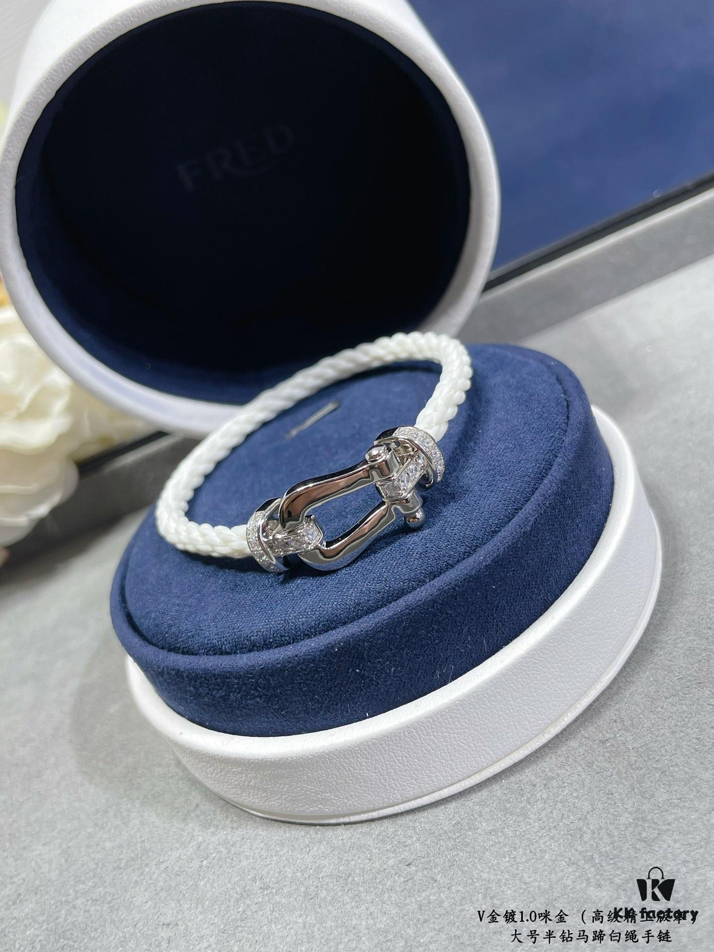 692ff44799f2d84055c8dc85 Fred Large Half-Diamond Horseshoe White Rope Bracelet – Luxury Fashion Exquisite Design, High-End Customized Thickened 18K Gold Plated Craftsmanship, Precision Micro-Inlay, Must-Have Item for Influencers and Style Enthusiasts