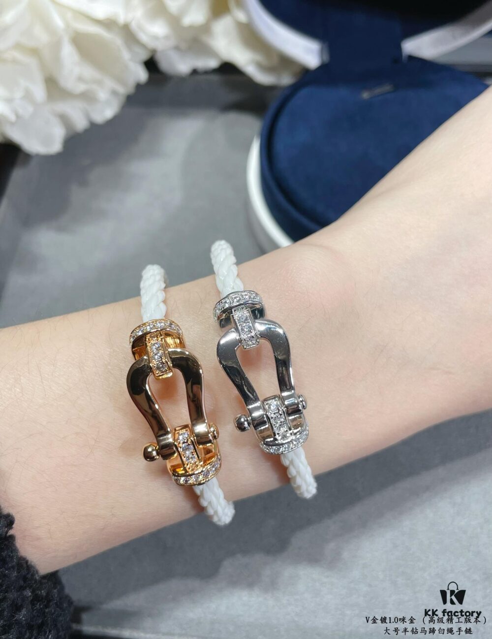 692ff44899f2d84055c8dc86 Fred Large Half-Diamond Horseshoe White Rope Bracelet – Luxury Fashion Exquisite Design, High-End Customized Thickened 18K Gold Plated Craftsmanship, Precision Micro-Inlay, Must-Have Item for Influencers and Style Enthusiasts