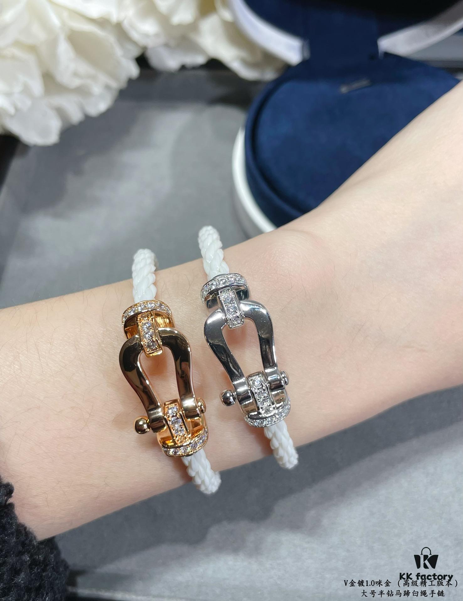 692ff44899f2d84055c8dc86 Fred Large Half-Diamond Horseshoe White Rope Bracelet – Luxury Fashion Exquisite Design, High-End Customized Thickened 18K Gold Plated Craftsmanship, Precision Micro-Inlay, Must-Have Item for Influencers and Style Enthusiasts