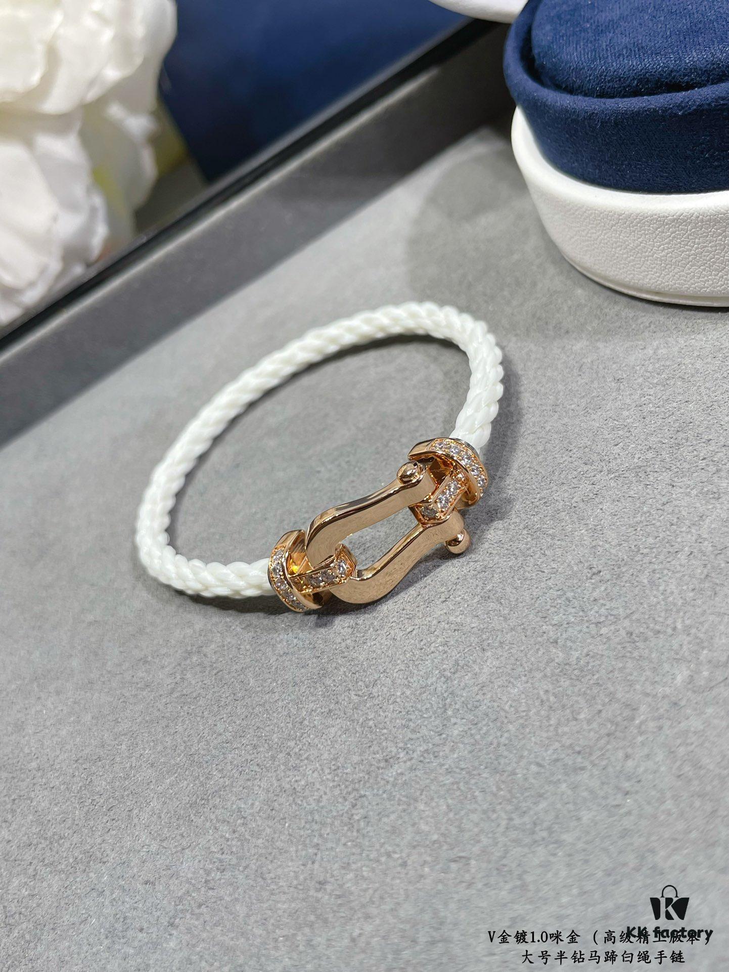 692ff44999f2d84055c8dc87 Fred Large Half-Diamond Horseshoe White Rope Bracelet – Luxury Fashion Exquisite Design, High-End Customized Thickened 18K Gold Plated Craftsmanship, Precision Micro-Inlay, Must-Have Item for Influencers and Style Enthusiasts