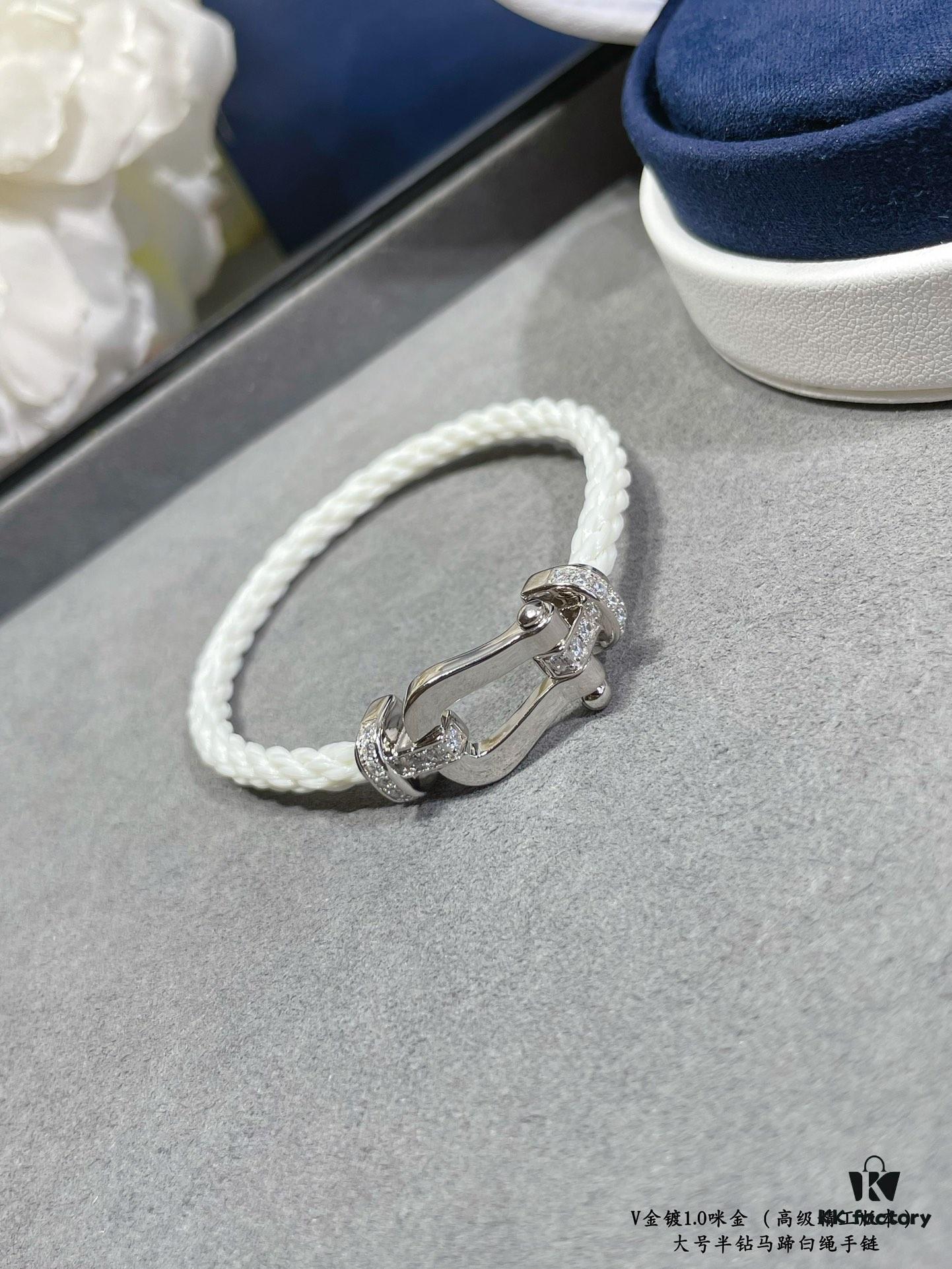 692ff44a99f2d84055c8dc89 Fred Large Half-Diamond Horseshoe White Rope Bracelet – Luxury Fashion Exquisite Design, High-End Customized Thickened 18K Gold Plated Craftsmanship, Precision Micro-Inlay, Must-Have Item for Influencers and Style Enthusiasts