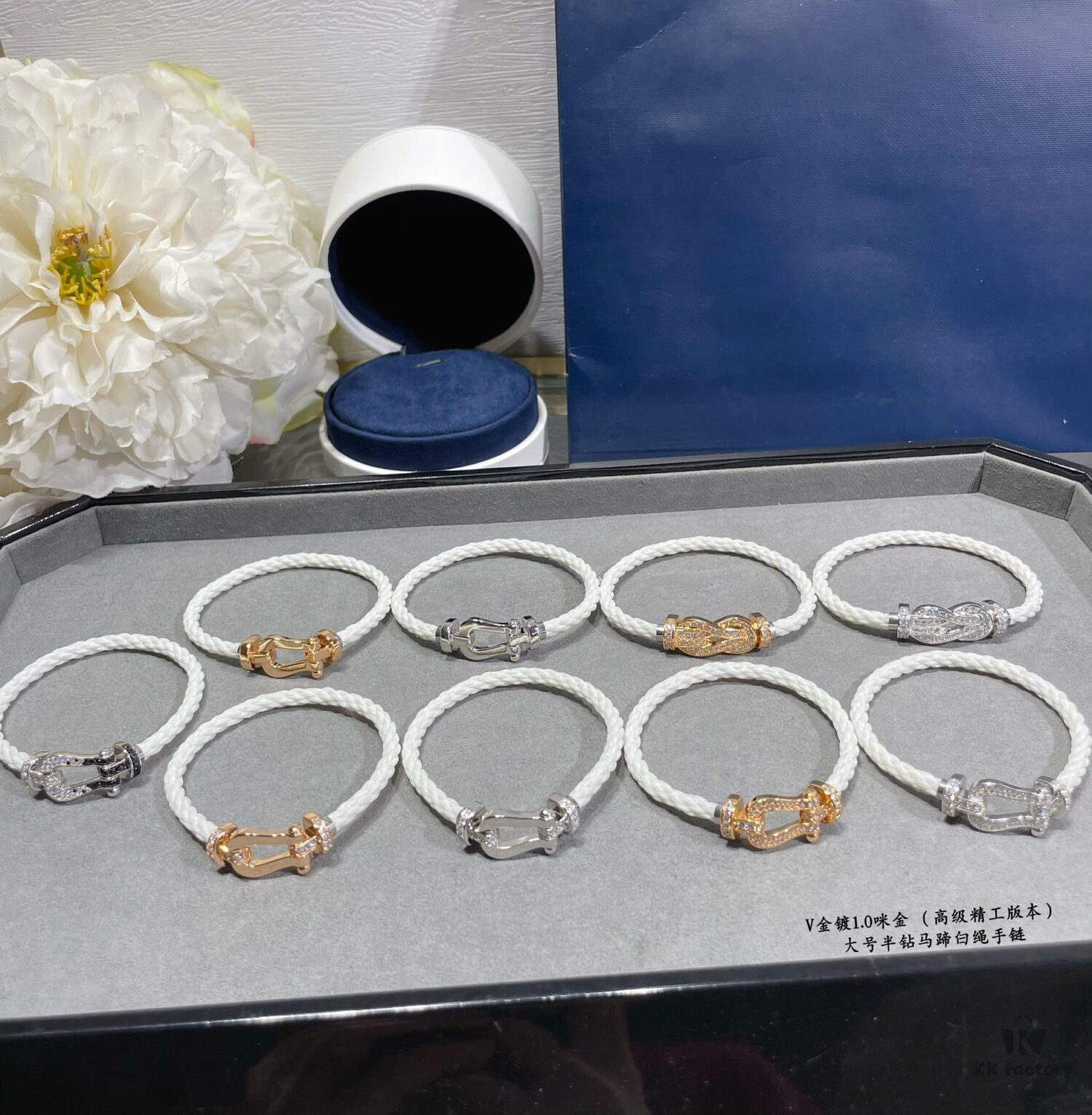 692ff44b99f2d84055c8dc8a Fred Large Half-Diamond Horseshoe White Rope Bracelet – Luxury Fashion Exquisite Design, High-End Customized Thickened 18K Gold Plated Craftsmanship, Precision Micro-Inlay, Must-Have Item for Influencers and Style Enthusiasts
