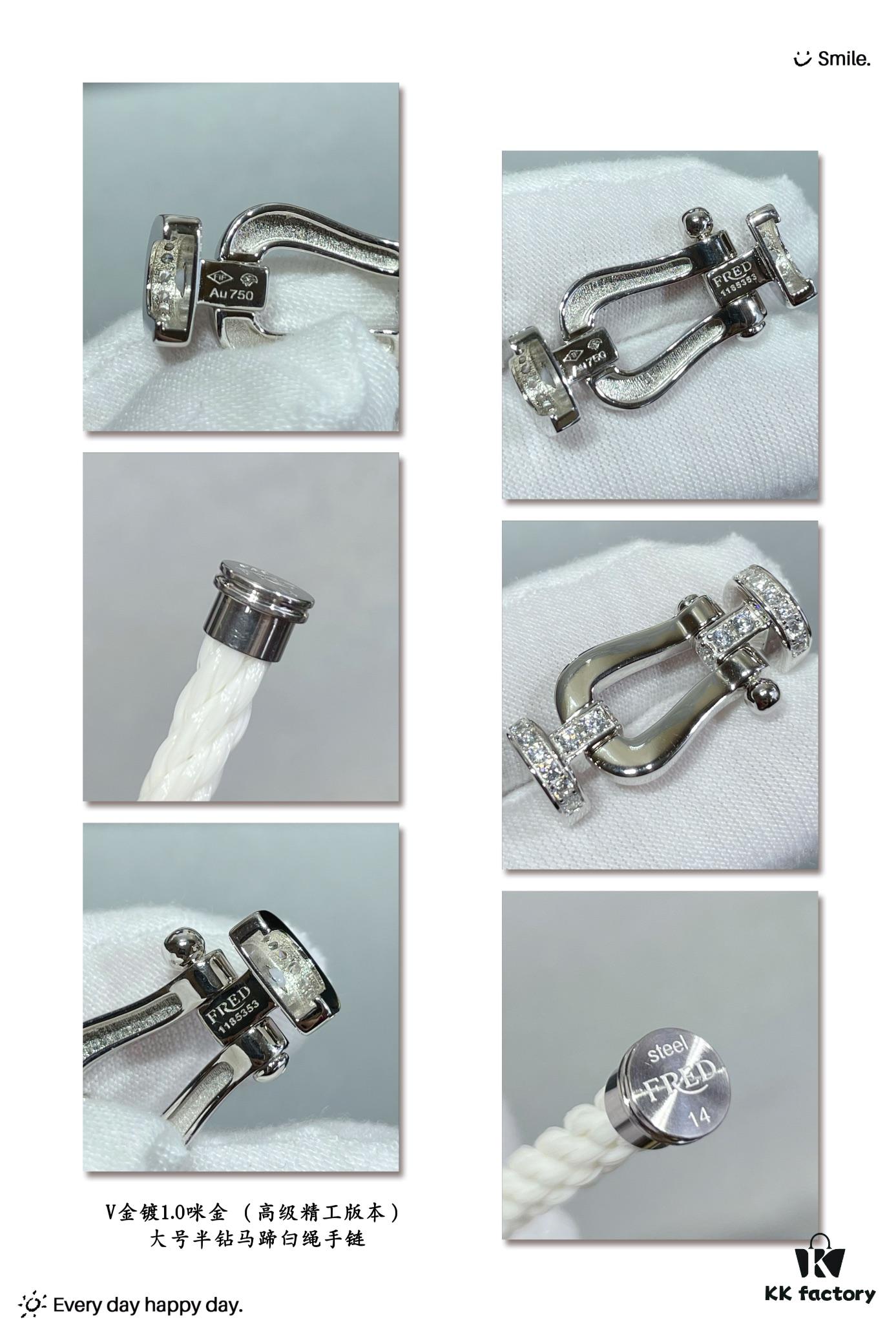 692ff44c99f2d84055c8dc8d Fred Large Half-Diamond Horseshoe White Rope Bracelet – Luxury Fashion Exquisite Design, High-End Customized Thickened 18K Gold Plated Craftsmanship, Precision Micro-Inlay, Must-Have Item for Influencers and Style Enthusiasts