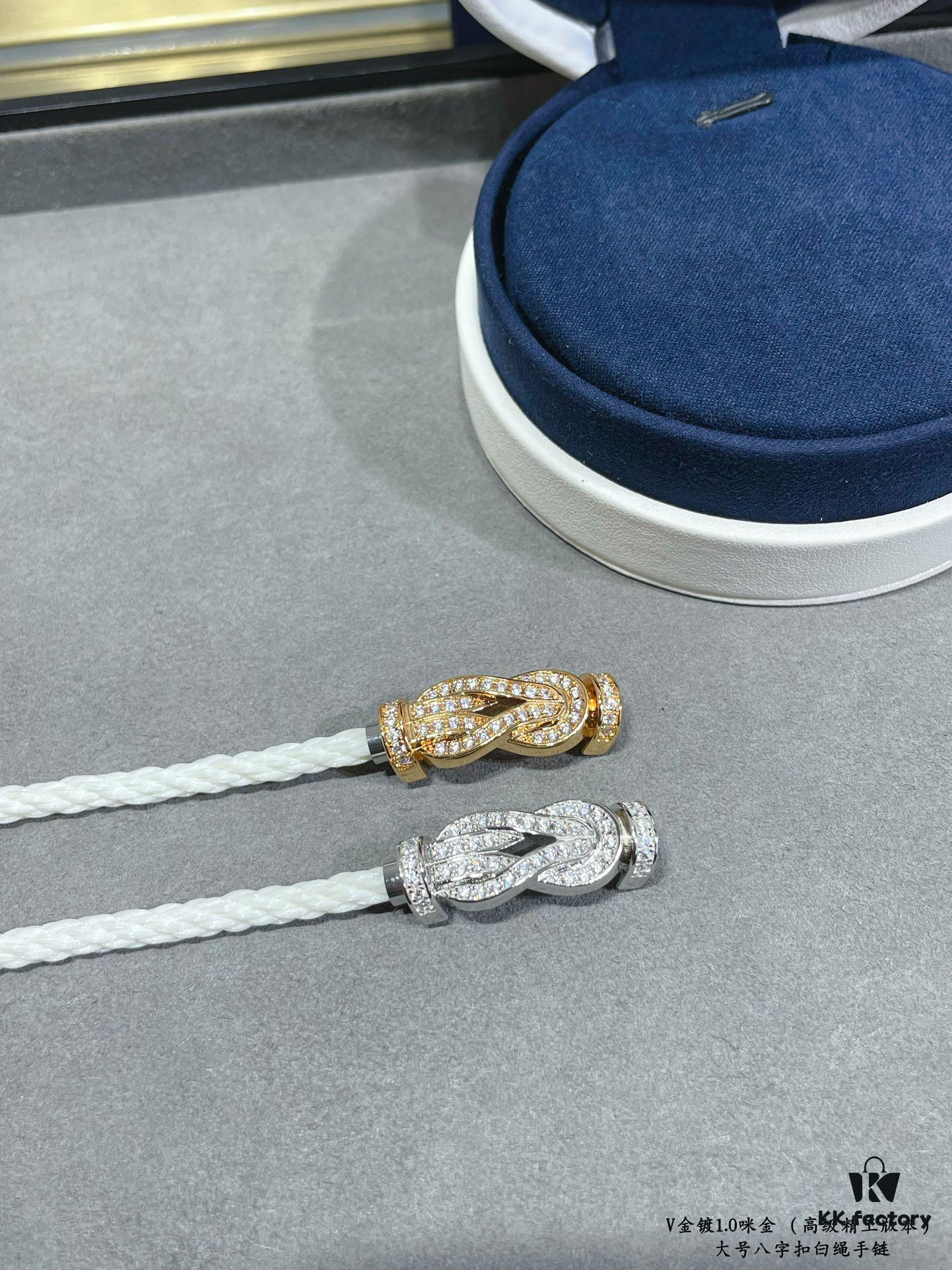 692ff45a99f2d84055c8dc9e Fred Large Full Diamond Infinity Knot White Rope Bracelet – Luxury Fashion Elegant Design, High-End Custom Jewelry with Thick 18K Gold Plated Finish, Precision Micro-Pave, Must-Have Item for Influencers and Style Enthusiasts
