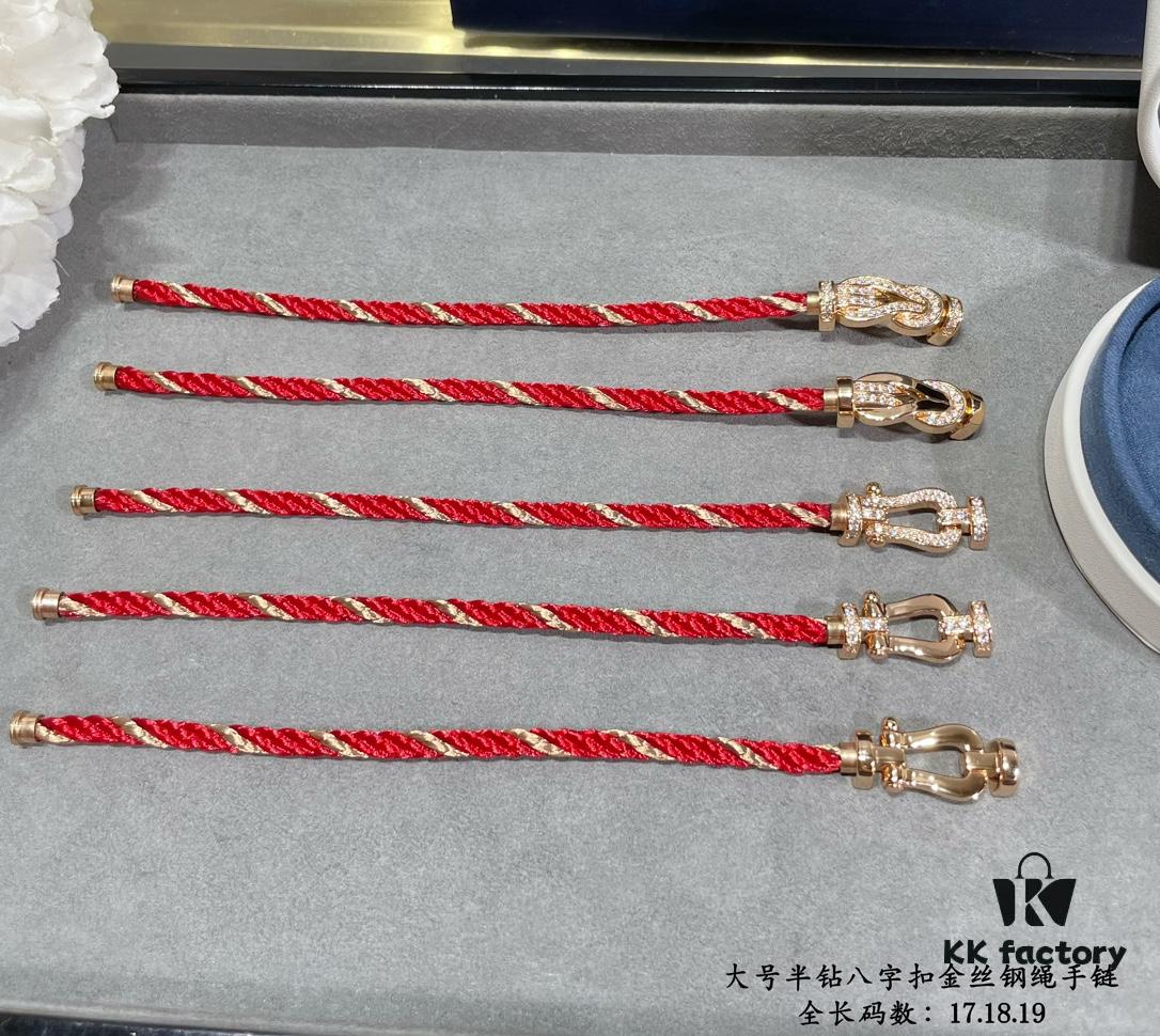 692ff47899f2d84055c8dcc3 New Release! Fred Large Semi-Pave Cross Knot 18K Gold Plated Steel Cable Bracelet