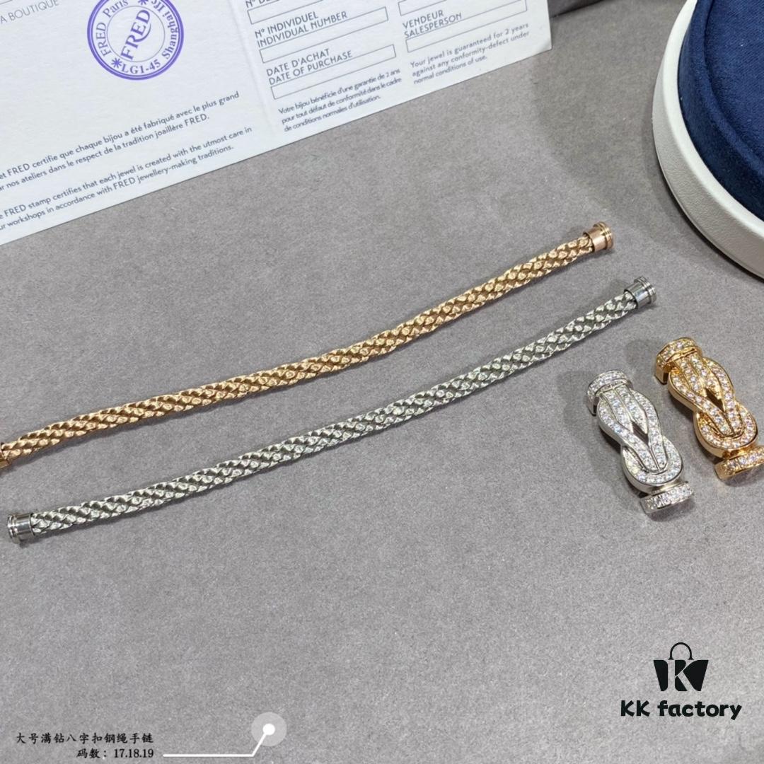 692ff48799f2d84055c8dcdc Fred Large Full Diamond Infinity Clasp Steel Rope Bracelet – Luxury Fashion Exquisite High-End Custom Design, Thickened 18K Gold Plated Craftsmanship, Precision Micro-Pave, Must-Have Item for Influencers and Style Seekers