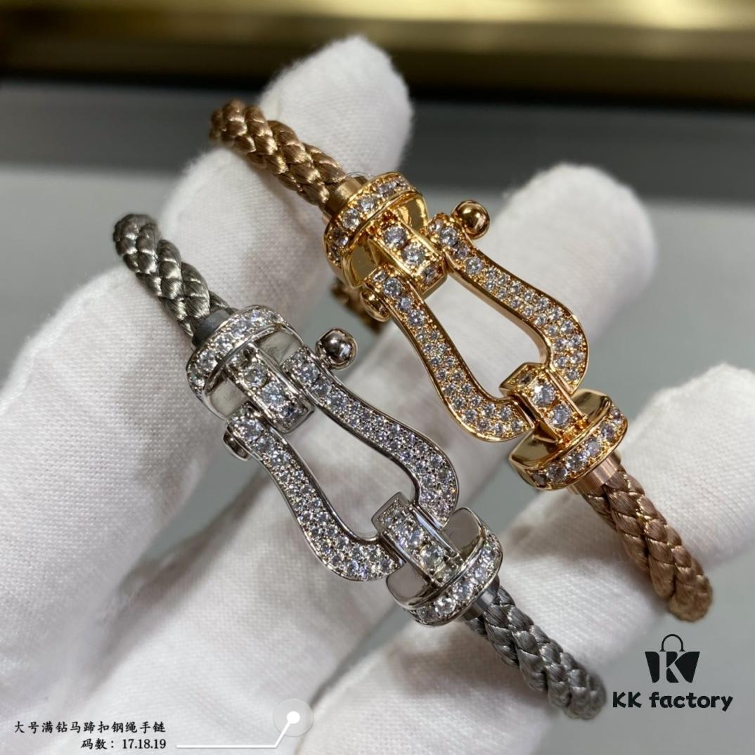 692ff48a99f2d84055c8dce1 Fred Large Full Diamond Horsehoof Buckle Steel Rope Bracelet - Luxury Fashion Exquisite High-End Custom Design, Thickened 18K Gold Plated Craftsmanship, Precision Micro-Pave, Must-Have Item for Influencers and Style Enthusiasts