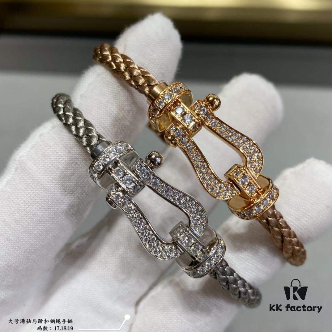 692ff48a99f2d84055c8dce2 Fred Large Full Diamond Horsehoof Buckle Steel Rope Bracelet - Luxury Fashion Exquisite High-End Custom Design, Thickened 18K Gold Plated Craftsmanship, Precision Micro-Pave, Must-Have Item for Influencers and Style Enthusiasts