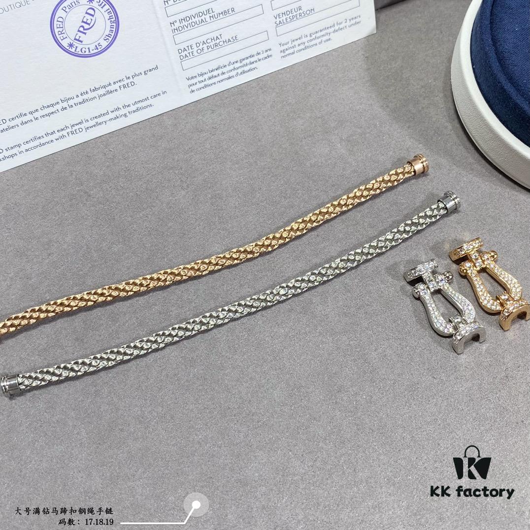 692ff48b99f2d84055c8dce3 Fred Large Full Diamond Horsehoof Buckle Steel Rope Bracelet - Luxury Fashion Exquisite High-End Custom Design, Thickened 18K Gold Plated Craftsmanship, Precision Micro-Pave, Must-Have Item for Influencers and Style Enthusiasts