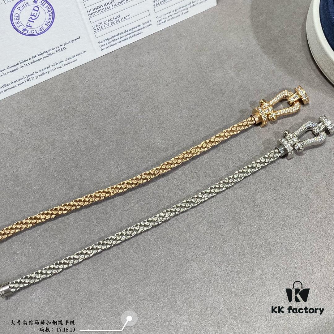 692ff48c99f2d84055c8dce4 Fred Large Full Diamond Horsehoof Buckle Steel Rope Bracelet - Luxury Fashion Exquisite High-End Custom Design, Thickened 18K Gold Plated Craftsmanship, Precision Micro-Pave, Must-Have Item for Influencers and Style Enthusiasts