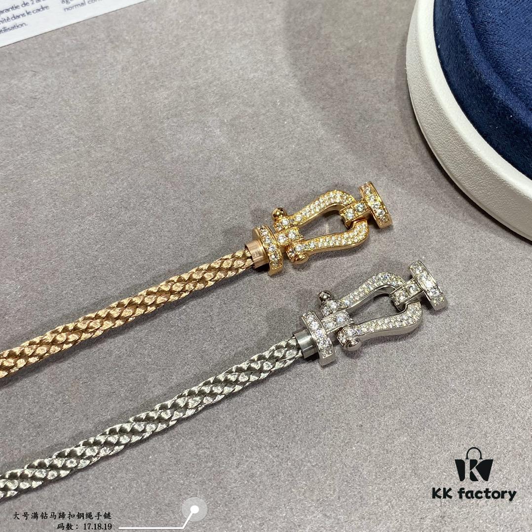 692ff48c99f2d84055c8dce6 Fred Large Full Diamond Horsehoof Buckle Steel Rope Bracelet - Luxury Fashion Exquisite High-End Custom Design, Thickened 18K Gold Plated Craftsmanship, Precision Micro-Pave, Must-Have Item for Influencers and Style Enthusiasts