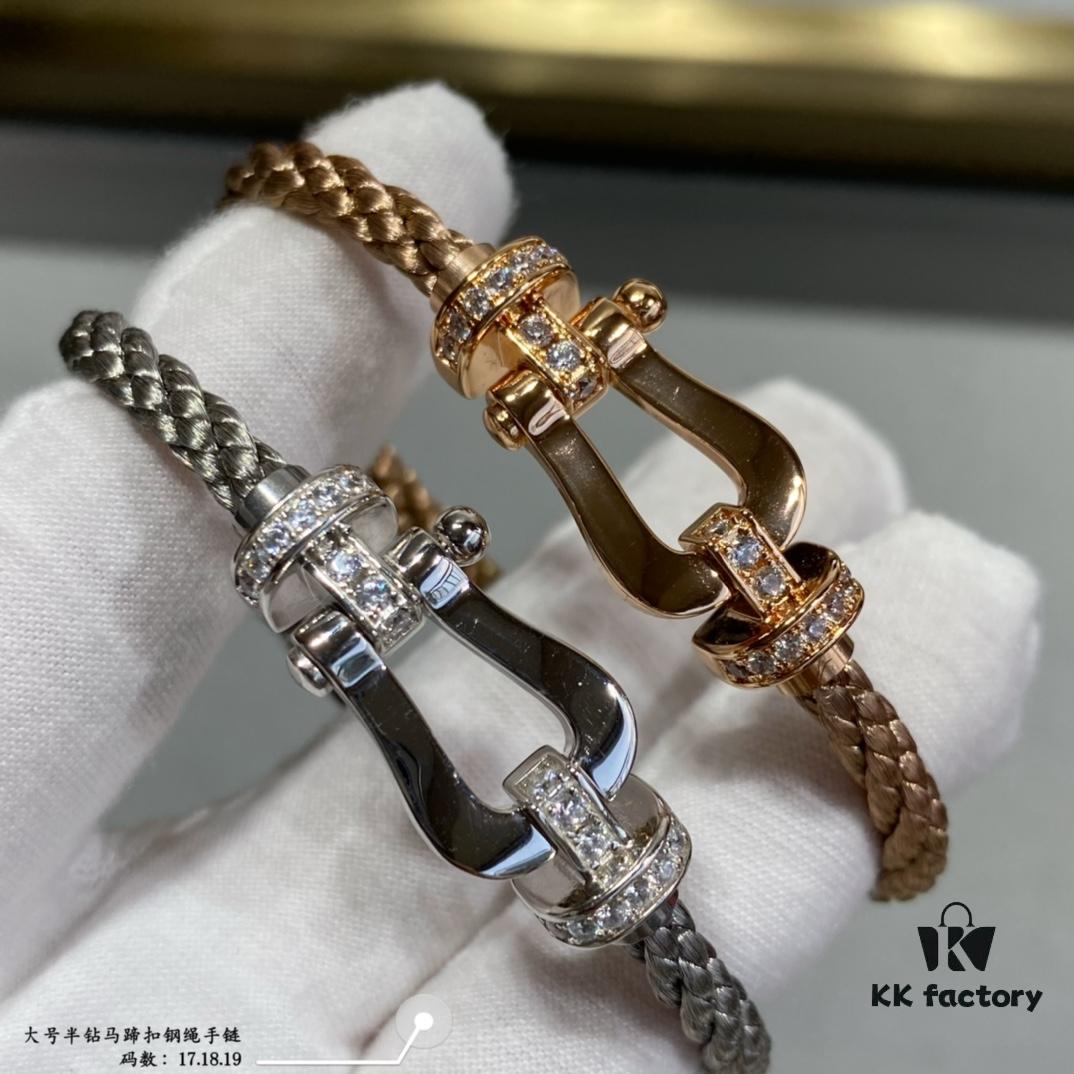 692ff48e99f2d84055c8dce9 Fred Large Half-Diamond Horseshoe Buckle Steel Rope Bracelet - Luxury Fashion Exquisite High-End Custom Design with Thickened 18K Gold Plating, Precision Micro-Inlay, a Must-Have for Influencers and Style Enthusiasts