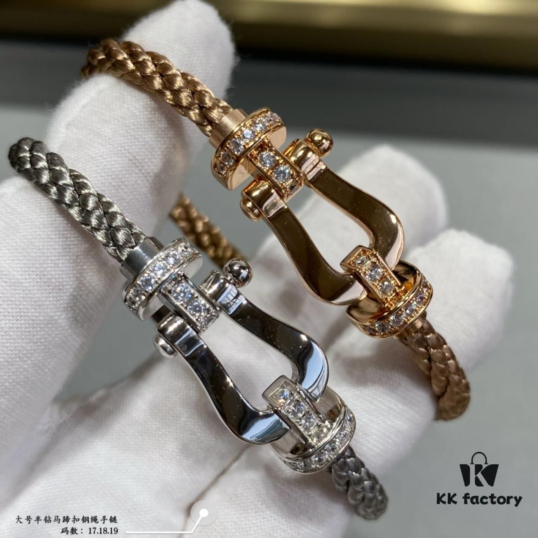 692ff48e99f2d84055c8dcea Fred Large Half-Diamond Horseshoe Buckle Steel Rope Bracelet - Luxury Fashion Exquisite High-End Custom Design with Thickened 18K Gold Plating, Precision Micro-Inlay, a Must-Have for Influencers and Style Enthusiasts