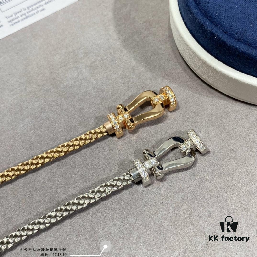 692ff49099f2d84055c8dcec Fred Large Half-Diamond Horseshoe Buckle Steel Rope Bracelet - Luxury Fashion Exquisite High-End Custom Design with Thickened 18K Gold Plating, Precision Micro-Inlay, a Must-Have for Influencers and Style Enthusiasts