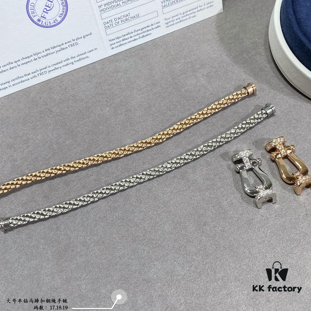 692ff49199f2d84055c8dced Fred Large Half-Diamond Horseshoe Buckle Steel Rope Bracelet - Luxury Fashion Exquisite High-End Custom Design with Thickened 18K Gold Plating, Precision Micro-Inlay, a Must-Have for Influencers and Style Enthusiasts