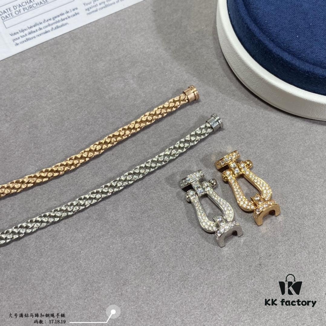 692ff49199f2d84055c8dcee Fred Large Full Diamond Horsehoof Buckle Steel Rope Bracelet - Luxury Fashion Exquisite High-End Custom Design, Thickened 18K Gold Plated Craftsmanship, Precision Micro-Pave, Must-Have Item for Influencers and Style Enthusiasts