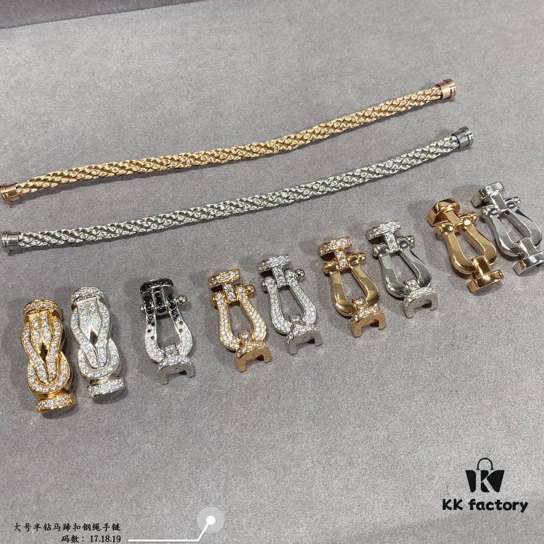 692ff49399f2d84055c8dcf0 Fred Large Half-Diamond Horseshoe Buckle Steel Rope Bracelet - Luxury Fashion Exquisite High-End Custom Design with Thickened 18K Gold Plating, Precision Micro-Inlay, a Must-Have for Influencers and Style Enthusiasts