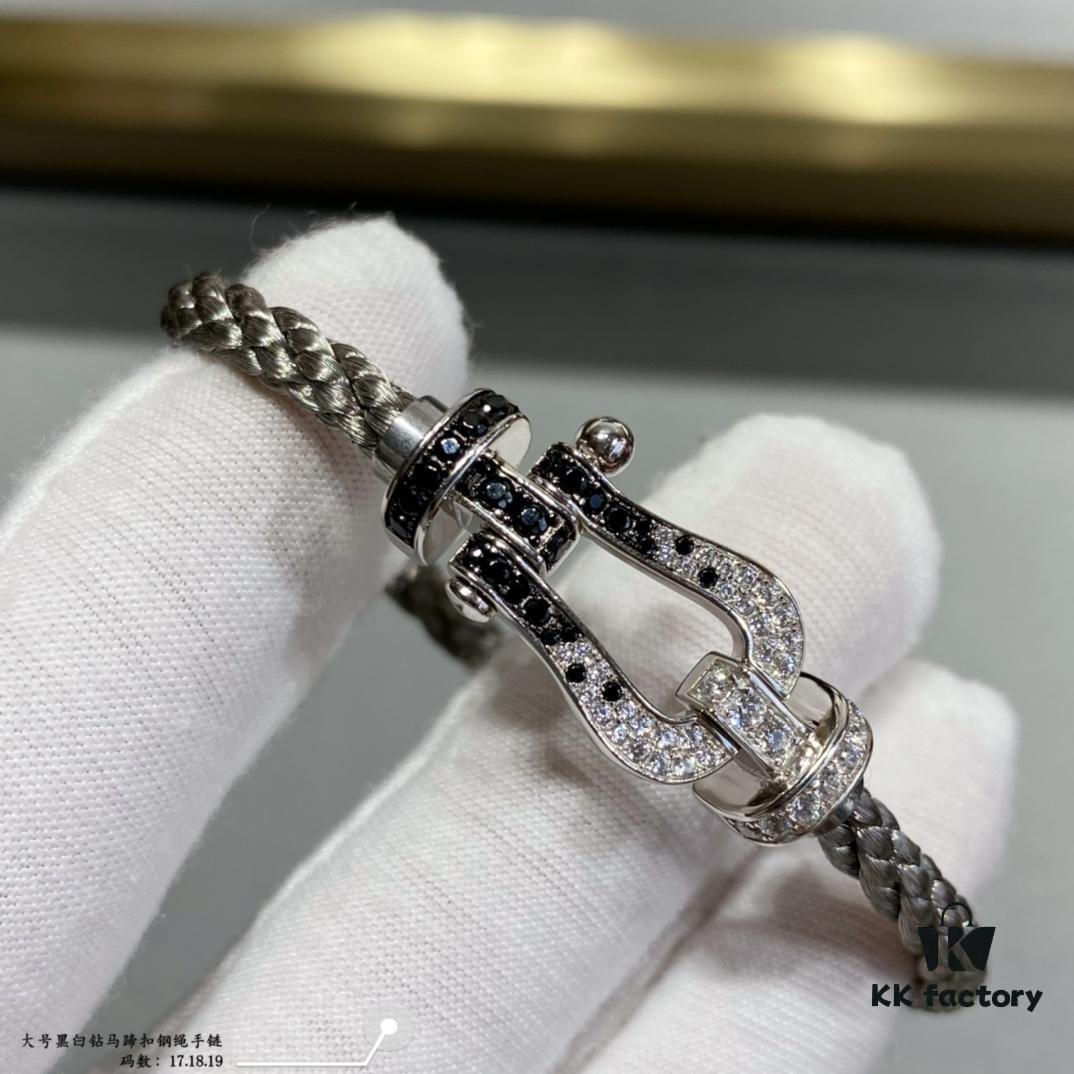 692ff49c99f2d84055c8dcf9 Fred Black and White Diamond Large Hoop Buckle Steel Rope Bracelet - Luxury Fashion Elegant Design, High-End Customized Thickened 18K Gold Plated Craftsmanship, Micro-Pave Workmanship, Must-Have Item for Influencers and Fashion Enthusiasts