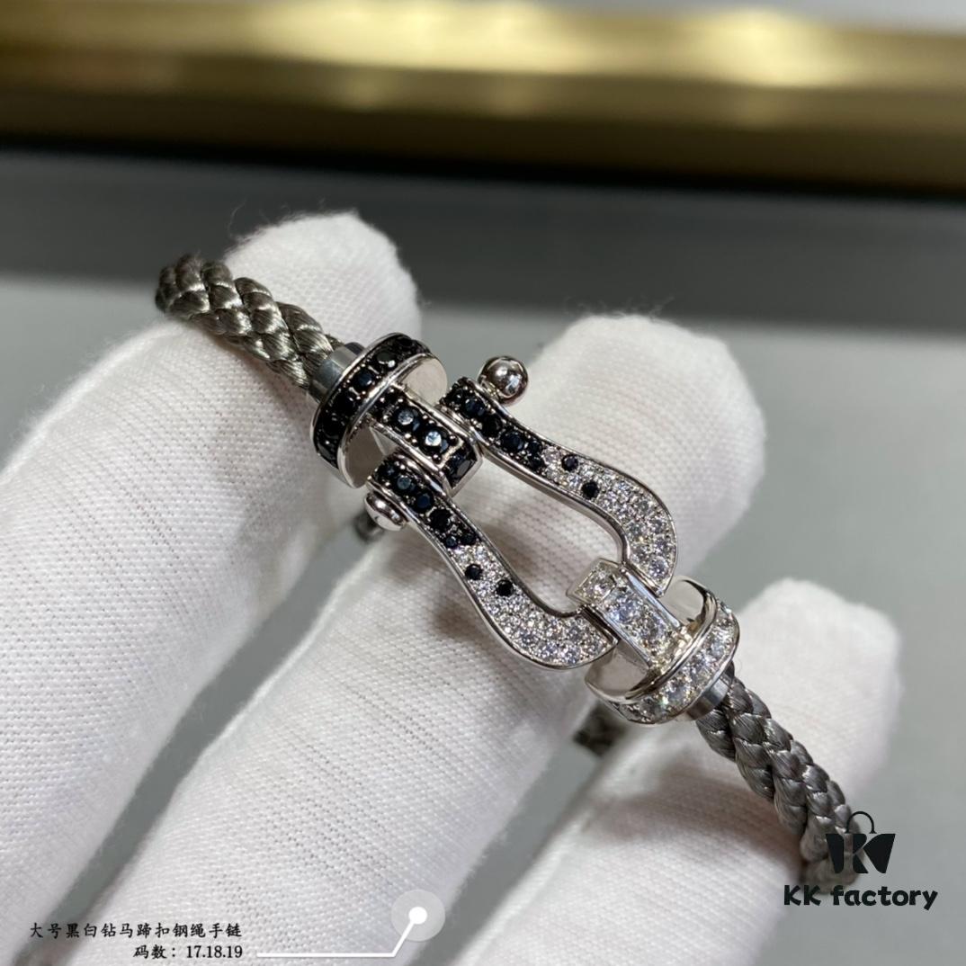 692ff49c99f2d84055c8dcfb Fred Black and White Diamond Large Hoop Buckle Steel Rope Bracelet - Luxury Fashion Elegant Design, High-End Customized Thickened 18K Gold Plated Craftsmanship, Micro-Pave Workmanship, Must-Have Item for Influencers and Fashion Enthusiasts