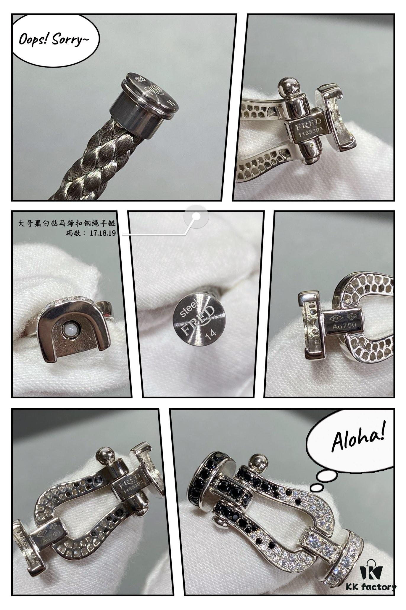 692ff49e99f2d84055c8dcfd Fred Black and White Diamond Large Hoop Buckle Steel Rope Bracelet - Luxury Fashion Elegant Design, High-End Customized Thickened 18K Gold Plated Craftsmanship, Micro-Pave Workmanship, Must-Have Item for Influencers and Fashion Enthusiasts