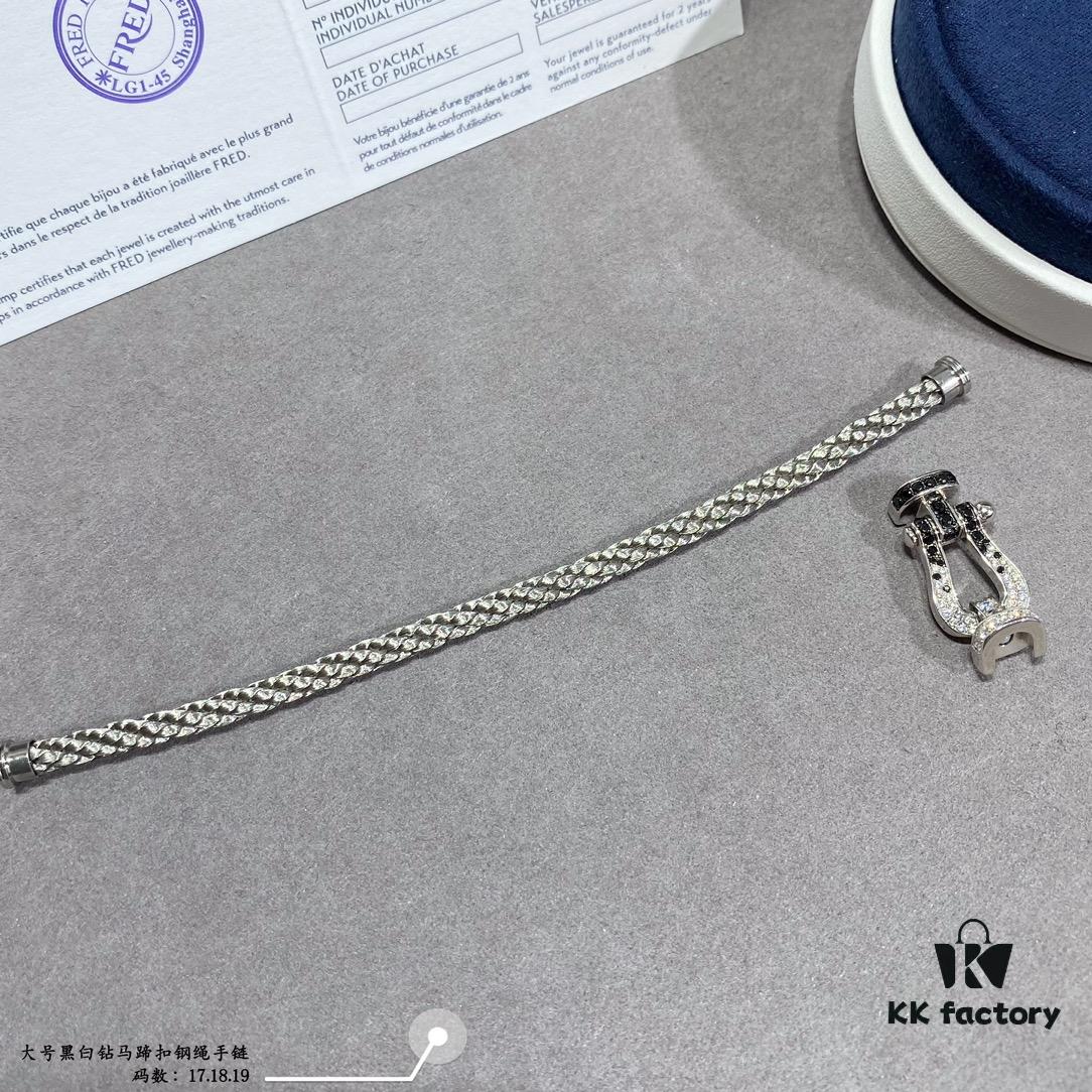 692ff49e99f2d84055c8dcfe Fred Black and White Diamond Large Hoop Buckle Steel Rope Bracelet - Luxury Fashion Elegant Design, High-End Customized Thickened 18K Gold Plated Craftsmanship, Micro-Pave Workmanship, Must-Have Item for Influencers and Fashion Enthusiasts