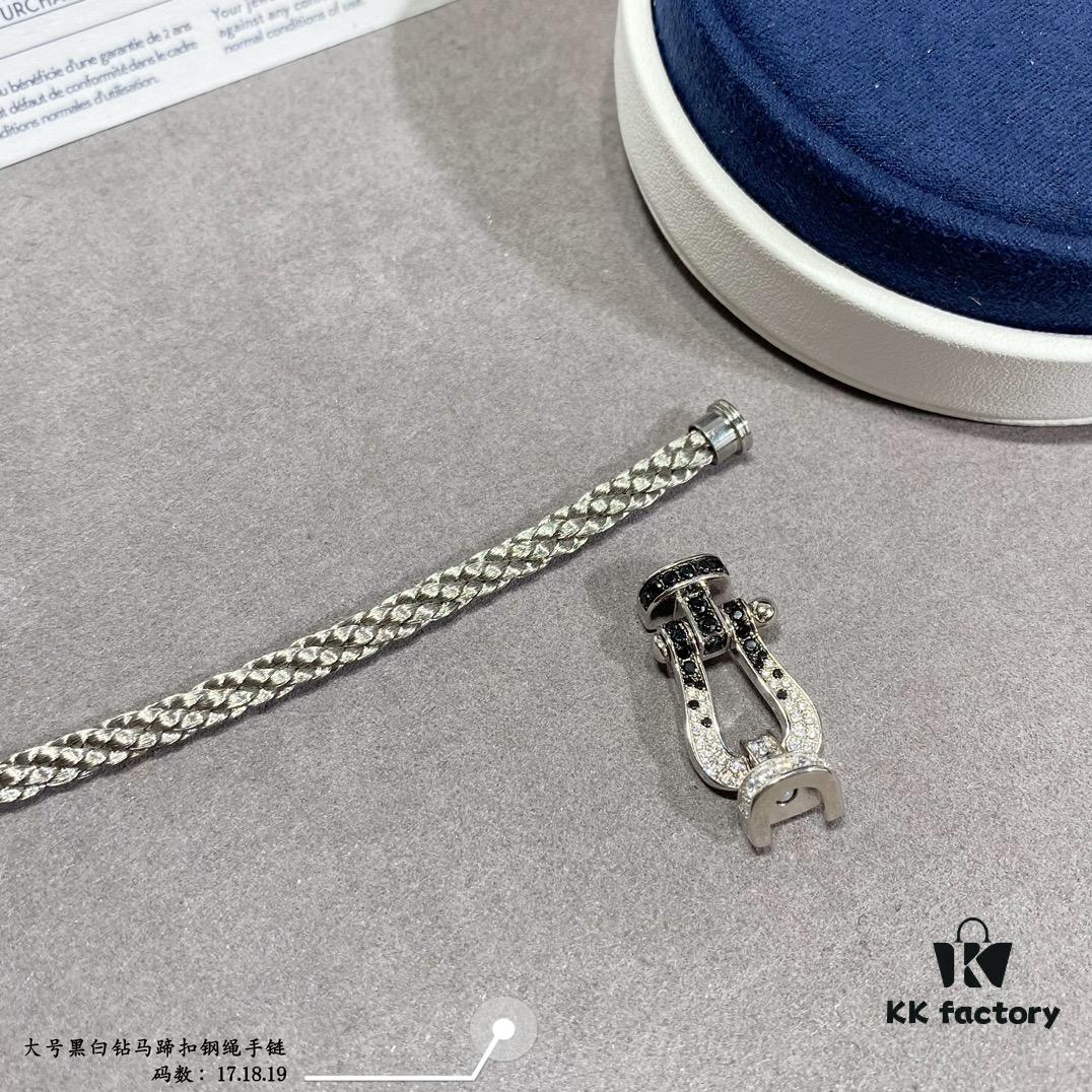 692ff49f99f2d84055c8dcff Fred Black and White Diamond Large Hoop Buckle Steel Rope Bracelet - Luxury Fashion Elegant Design, High-End Customized Thickened 18K Gold Plated Craftsmanship, Micro-Pave Workmanship, Must-Have Item for Influencers and Fashion Enthusiasts