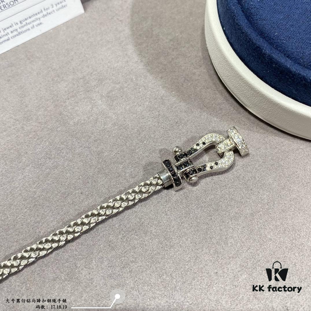 692ff4a199f2d84055c8dd00 Fred Black and White Diamond Large Hoop Buckle Steel Rope Bracelet - Luxury Fashion Elegant Design, High-End Customized Thickened 18K Gold Plated Craftsmanship, Micro-Pave Workmanship, Must-Have Item for Influencers and Fashion Enthusiasts