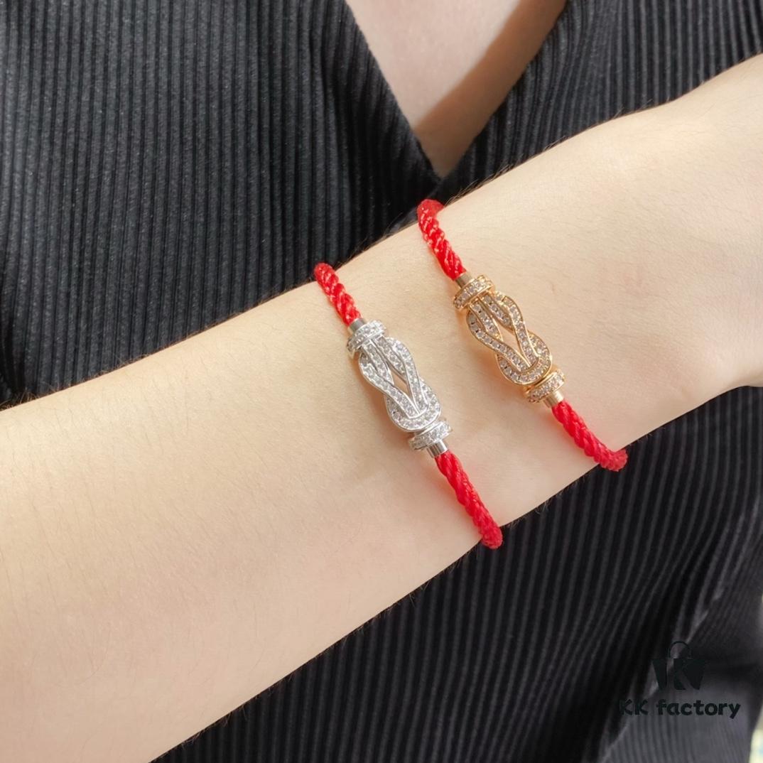 692ff4a199f2d84055c8dd01 Fred Small Full Diamond Infinity Knot Red String Bracelet, Luxury 18K Gold Plated, Precision Micro-Inlay, Fashionable and Elegant Design