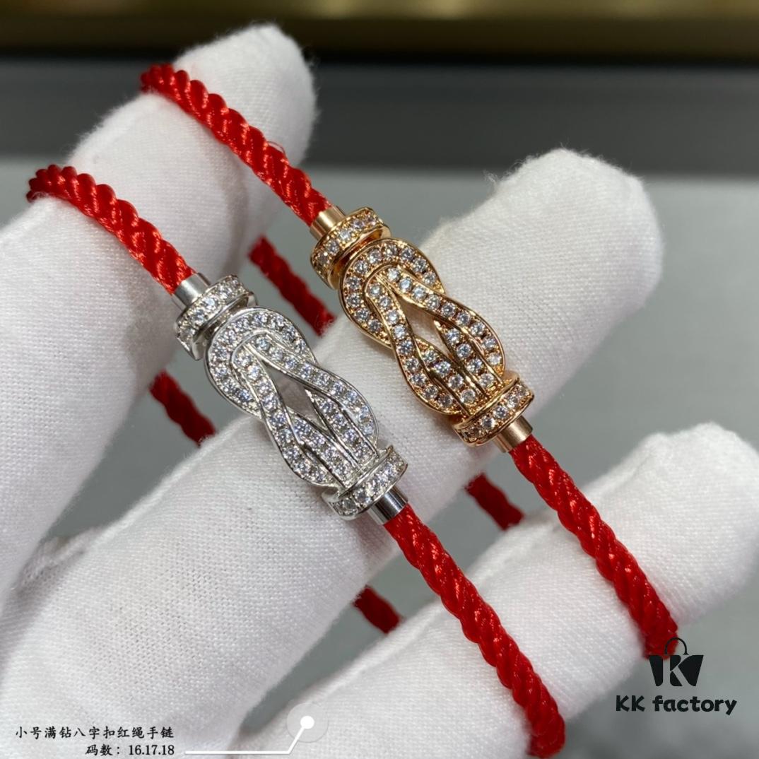 692ff4a199f2d84055c8dd03 Fred Small Full Diamond Infinity Knot Red String Bracelet, Luxury 18K Gold Plated, Precision Micro-Inlay, Fashionable and Elegant Design