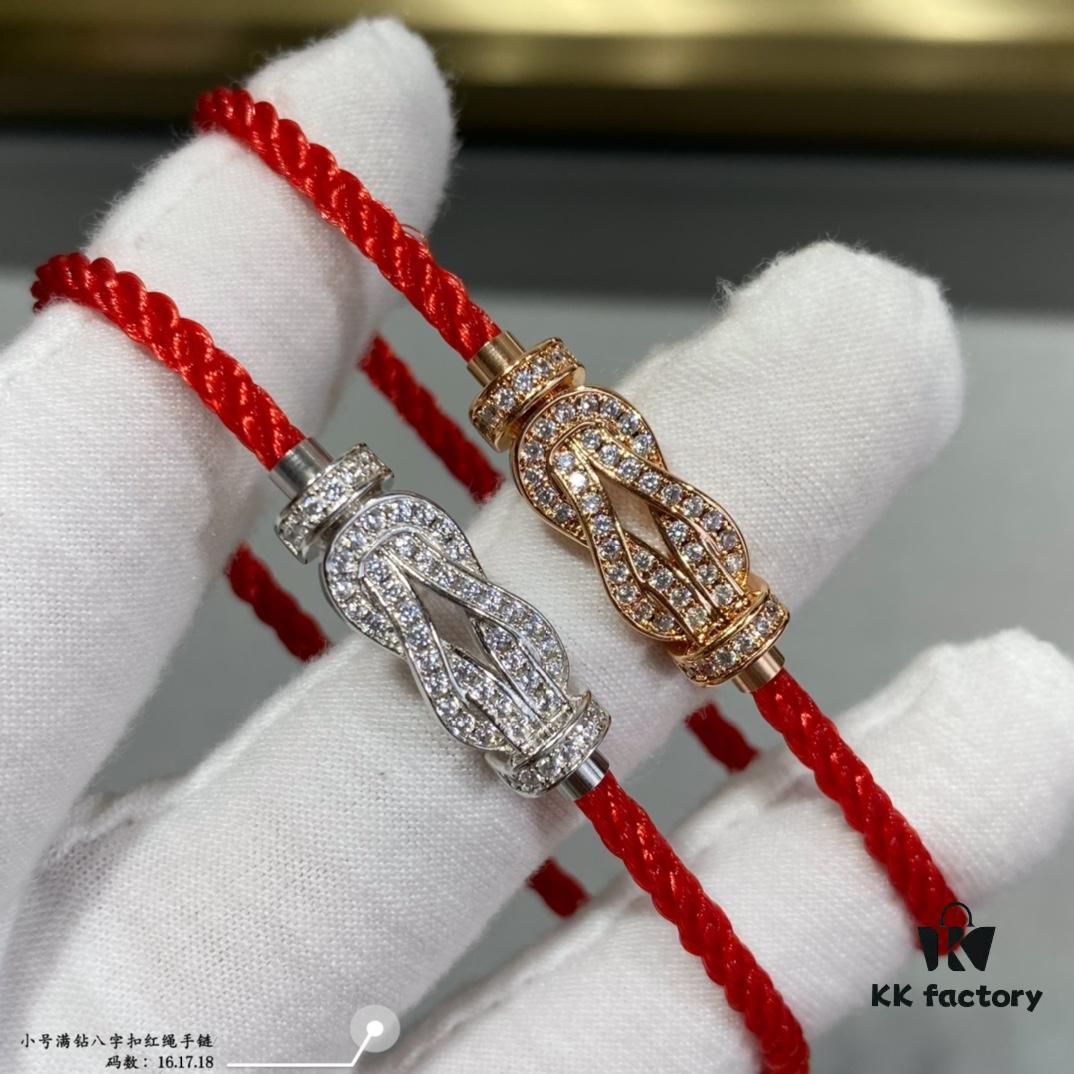 692ff4a299f2d84055c8dd05 Fred Small Full Diamond Infinity Knot Red String Bracelet, Luxury 18K Gold Plated, Precision Micro-Inlay, Fashionable and Elegant Design