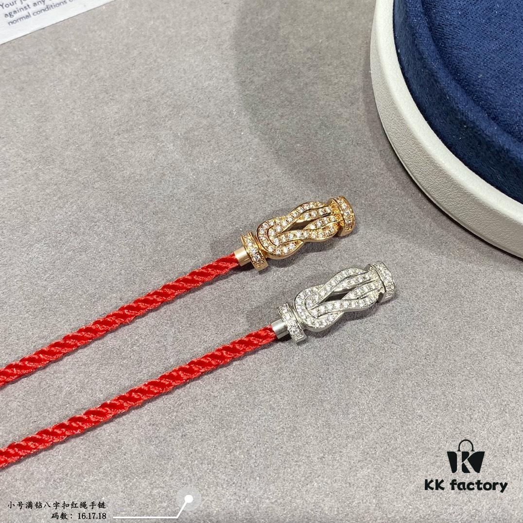 692ff4a699f2d84055c8dd08 Fred Small Full Diamond Infinity Knot Red String Bracelet, Luxury 18K Gold Plated, Precision Micro-Inlay, Fashionable and Elegant Design