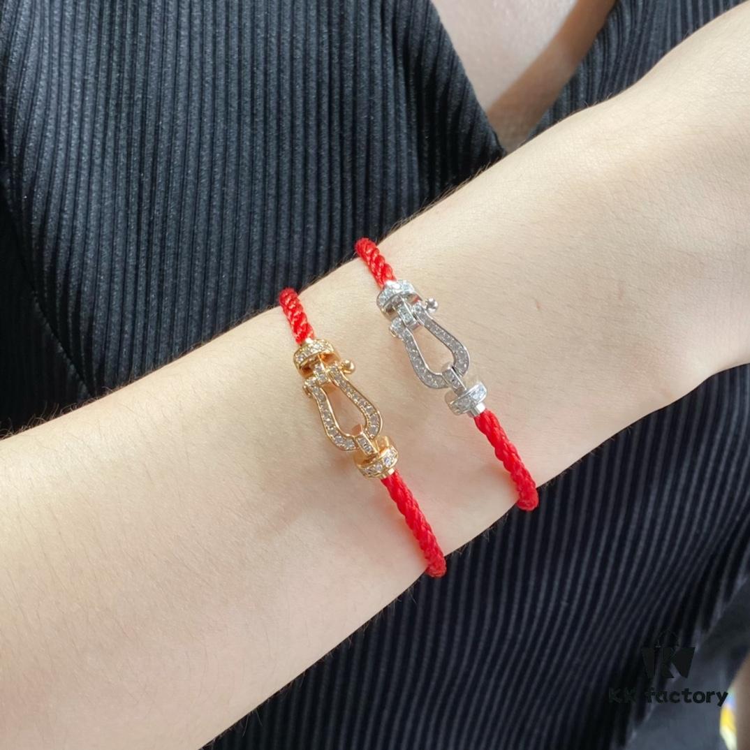 692ff4a699f2d84055c8dd0a FRED Small Full Diamond Horsehoof Knot Red String Bracelet - Luxury Fashion Elegant Design, High-End Custom Jewelry with Thick 18K Gold Plated Electroplating and Precision Micro-Inlay, Must-Have Accessory for Trendsetters and Influencers