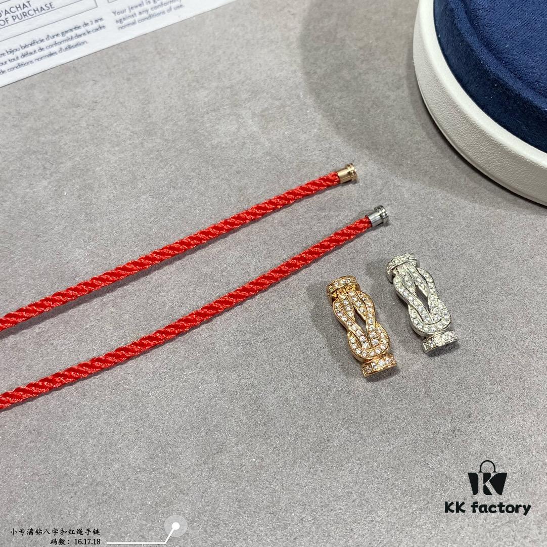 692ff4a999f2d84055c8dd0d Fred Small Full Diamond Infinity Knot Red String Bracelet, Luxury 18K Gold Plated, Precision Micro-Inlay, Fashionable and Elegant Design