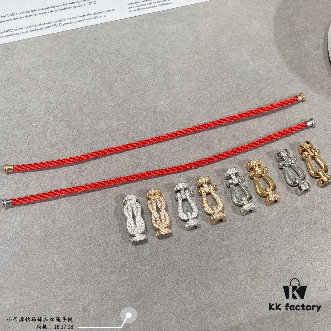 692ff4ac99f2d84055c8dd12 FRED Small Full Diamond Horsehoof Knot Red String Bracelet - Luxury Fashion Elegant Design, High-End Custom Jewelry with Thick 18K Gold Plated Electroplating and Precision Micro-Inlay, Must-Have Accessory for Trendsetters and Influencers