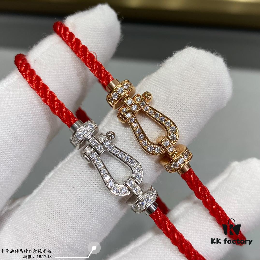 692ff4ac99f2d84055c8dd13 FRED Small Full Diamond Horsehoof Knot Red String Bracelet - Luxury Fashion Elegant Design, High-End Custom Jewelry with Thick 18K Gold Plated Electroplating and Precision Micro-Inlay, Must-Have Accessory for Trendsetters and Influencers