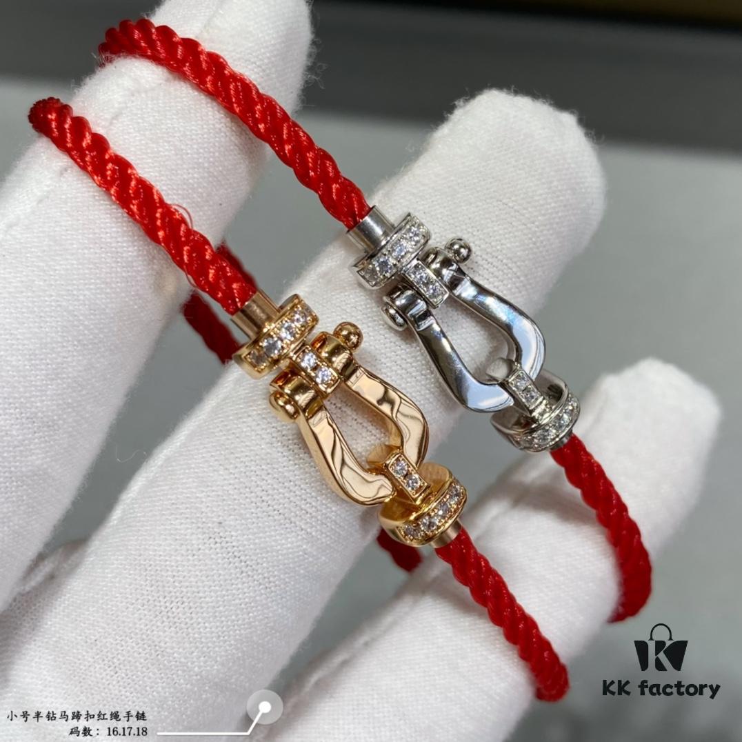692ff4b699f2d84055c8dd1c Fred Small Half-Drilled Horseshoe Knot Red String Bracelet - High-End Custom Fashion Luxury Item, Thickened 18K Gold Plated Craftsmanship with Precision Micro-Inlay, Must-Have Accessory for Trendsetters and Influencers, Platinum Finish