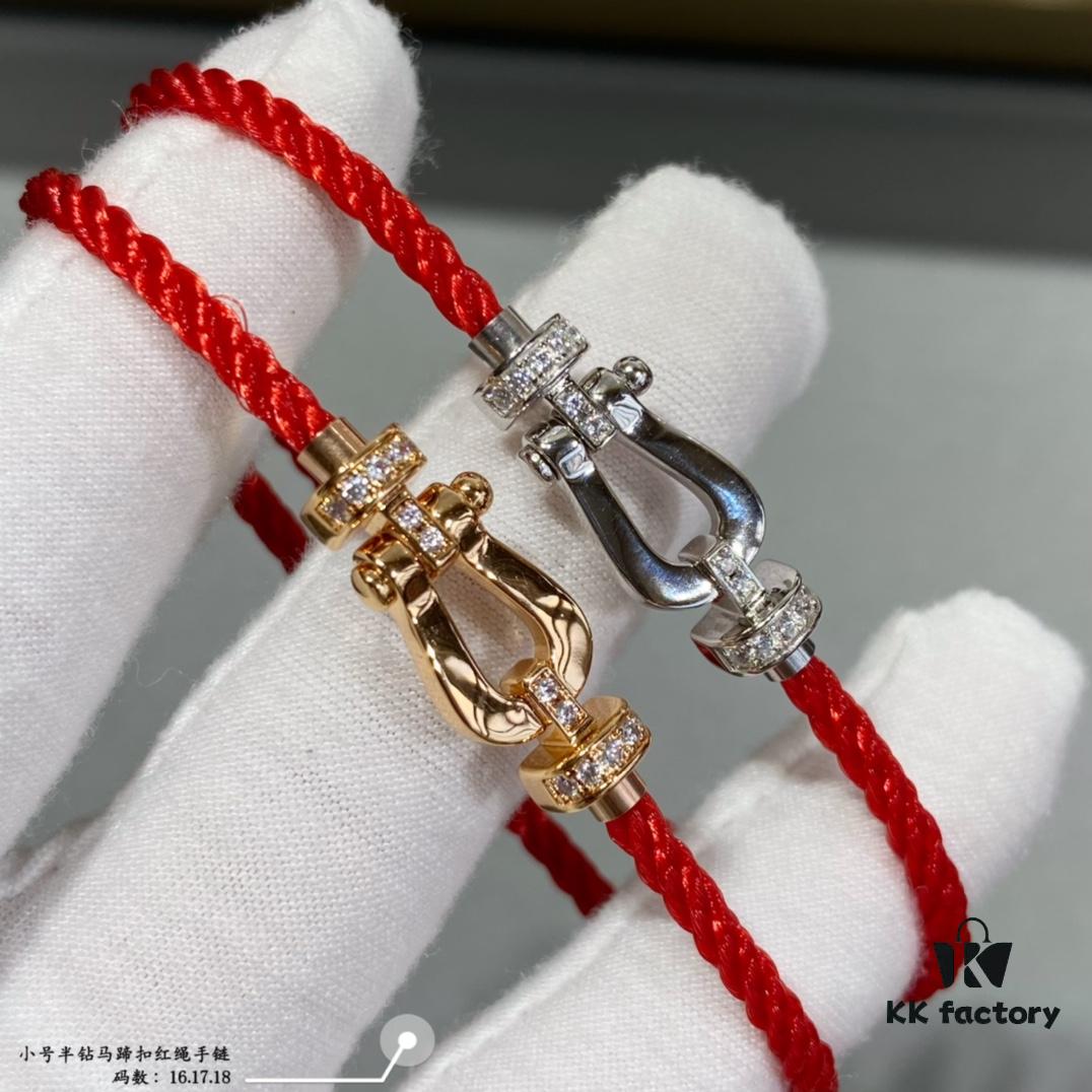 692ff4b799f2d84055c8dd1d Fred Small Half-Drilled Horseshoe Knot Red String Bracelet - High-End Custom Fashion Luxury Item, Thickened 18K Gold Plated Craftsmanship with Precision Micro-Inlay, Must-Have Accessory for Trendsetters and Influencers, Platinum Finish