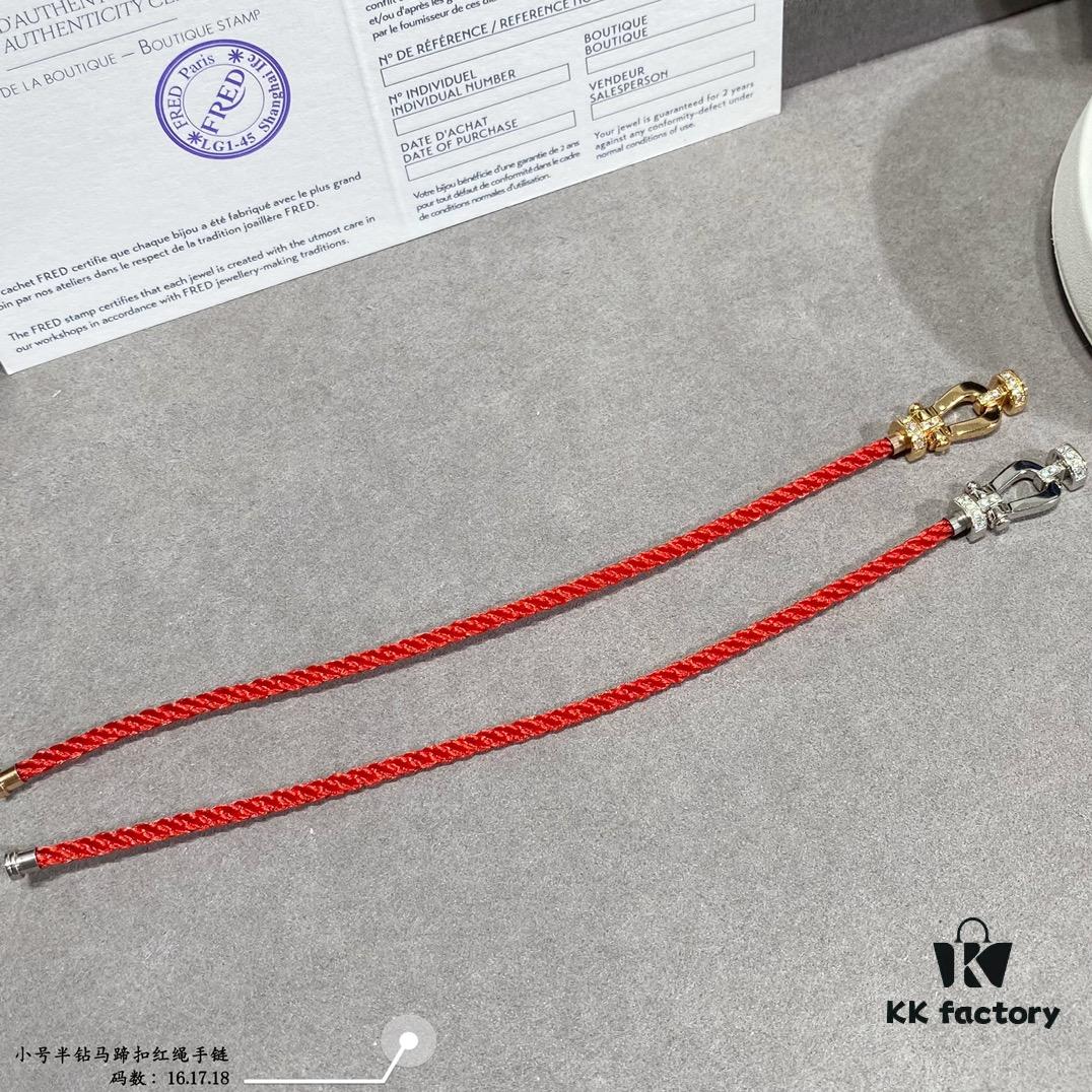 692ff4c499f2d84055c8dd27 Fred Small Half-Drilled Horseshoe Knot Red String Bracelet - High-End Custom Fashion Luxury Item, Thickened 18K Gold Plated Craftsmanship with Precision Micro-Inlay, Must-Have Accessory for Trendsetters and Influencers, Platinum Finish