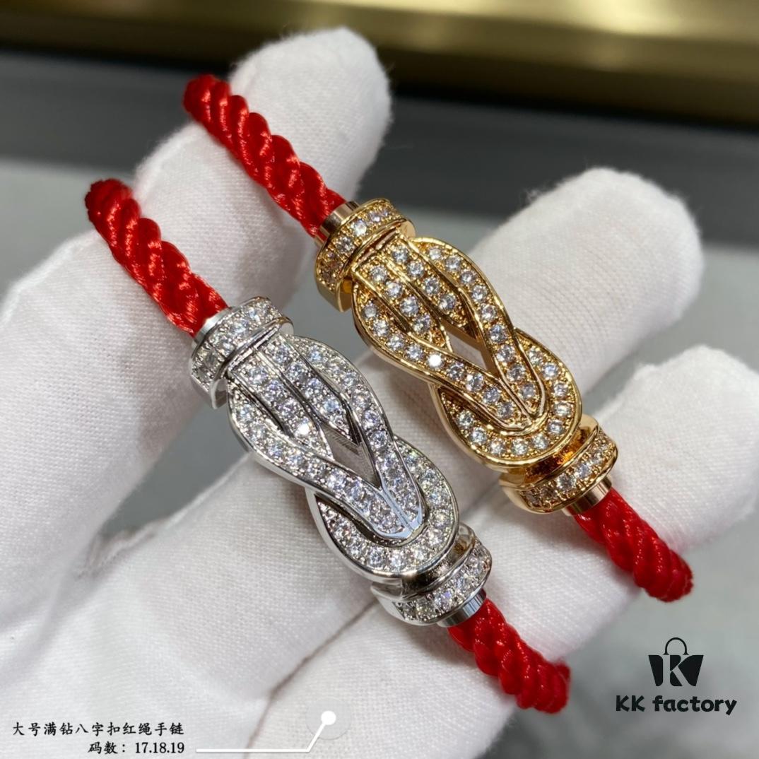 692ff4cb99f2d84055c8dd2c Fred Large Full Diamond Cross Knot Red String Bracelet, High-End Customized Fashion Jewelry, Thickened 18K Gold Plated Craftsmanship, Micro-Pave Workmanship, Must-Have for Trendsetters