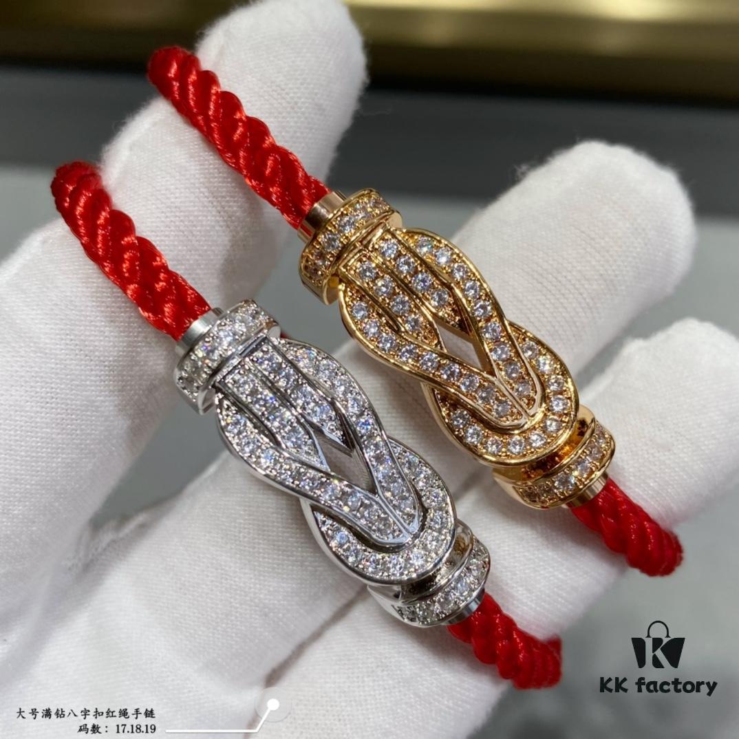 692ff4cd99f2d84055c8dd2d Fred Large Full Diamond Cross Knot Red String Bracelet, High-End Customized Fashion Jewelry, Thickened 18K Gold Plated Craftsmanship, Micro-Pave Workmanship, Must-Have for Trendsetters