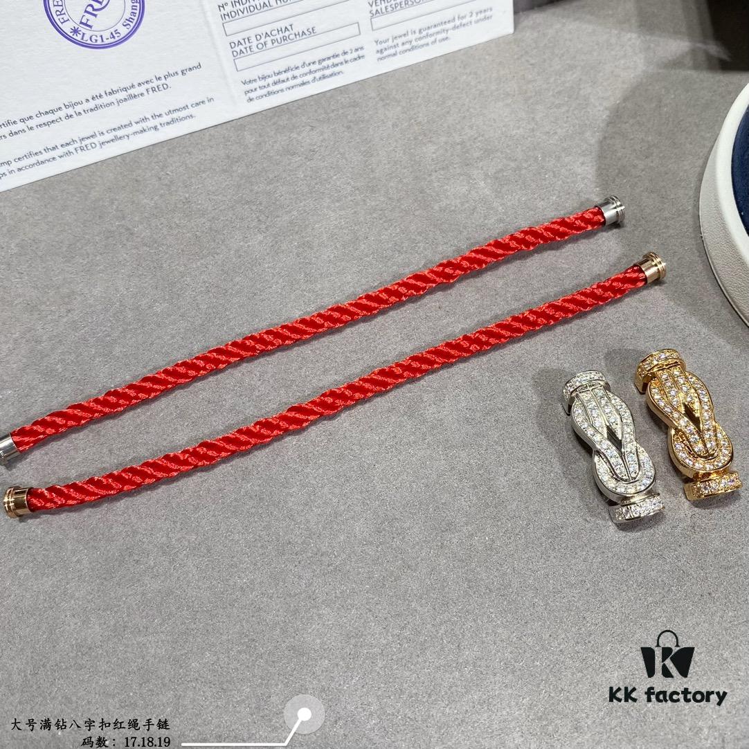 692ff4cf99f2d84055c8dd2e Fred Large Full Diamond Cross Knot Red String Bracelet, High-End Customized Fashion Jewelry, Thickened 18K Gold Plated Craftsmanship, Micro-Pave Workmanship, Must-Have for Trendsetters